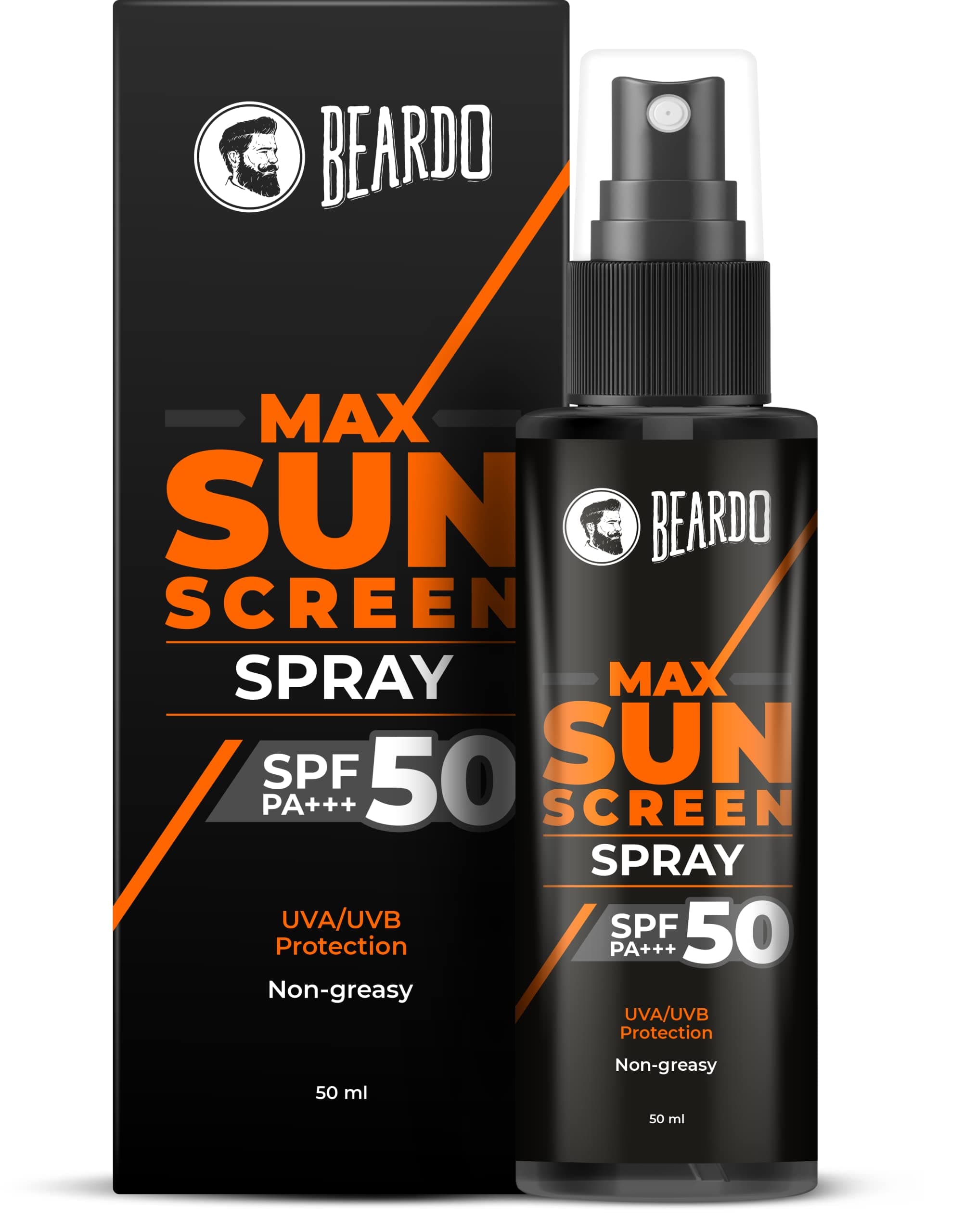 Max Sunscreen SPF 50 & PA+++ Spray for Men | Non-greasy Spray for Men | Easy Application of Sunscreen for Oily Skin | UVA UVB Protection | 50ml