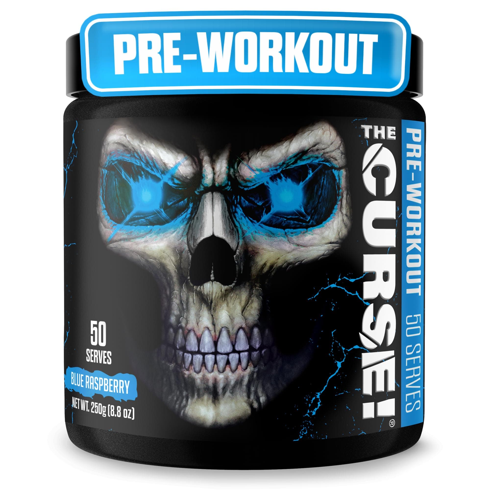 The Curse! Blue Raspberry Pre Workout Powder with Creatine – Extreme Energy Preworkout for Men & Women – 50 Servings – L Citrulline, Beta Alanine & Caffeine for Pump, Strength & Focus