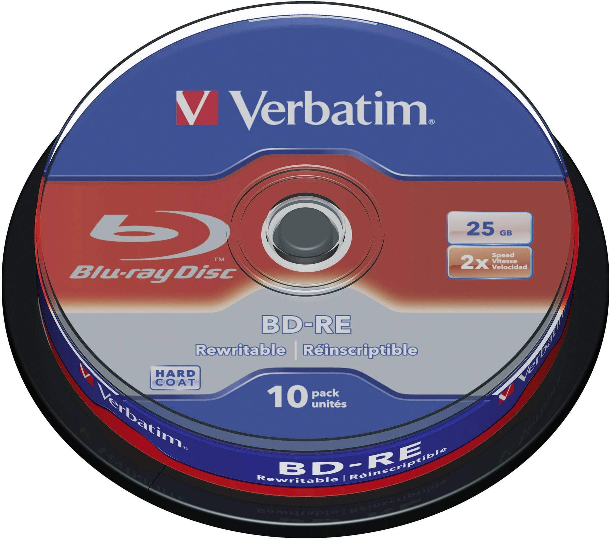BD-RE Single Layer Blu-ray Rohlinge 25 GB I Blu-ray-Disc mit 2-facher Schreibgeschwindigkeit I mit Kratzschutz I 10er-Pack Spindel I Blu-ray-Disks für Video- und Audiodateien
