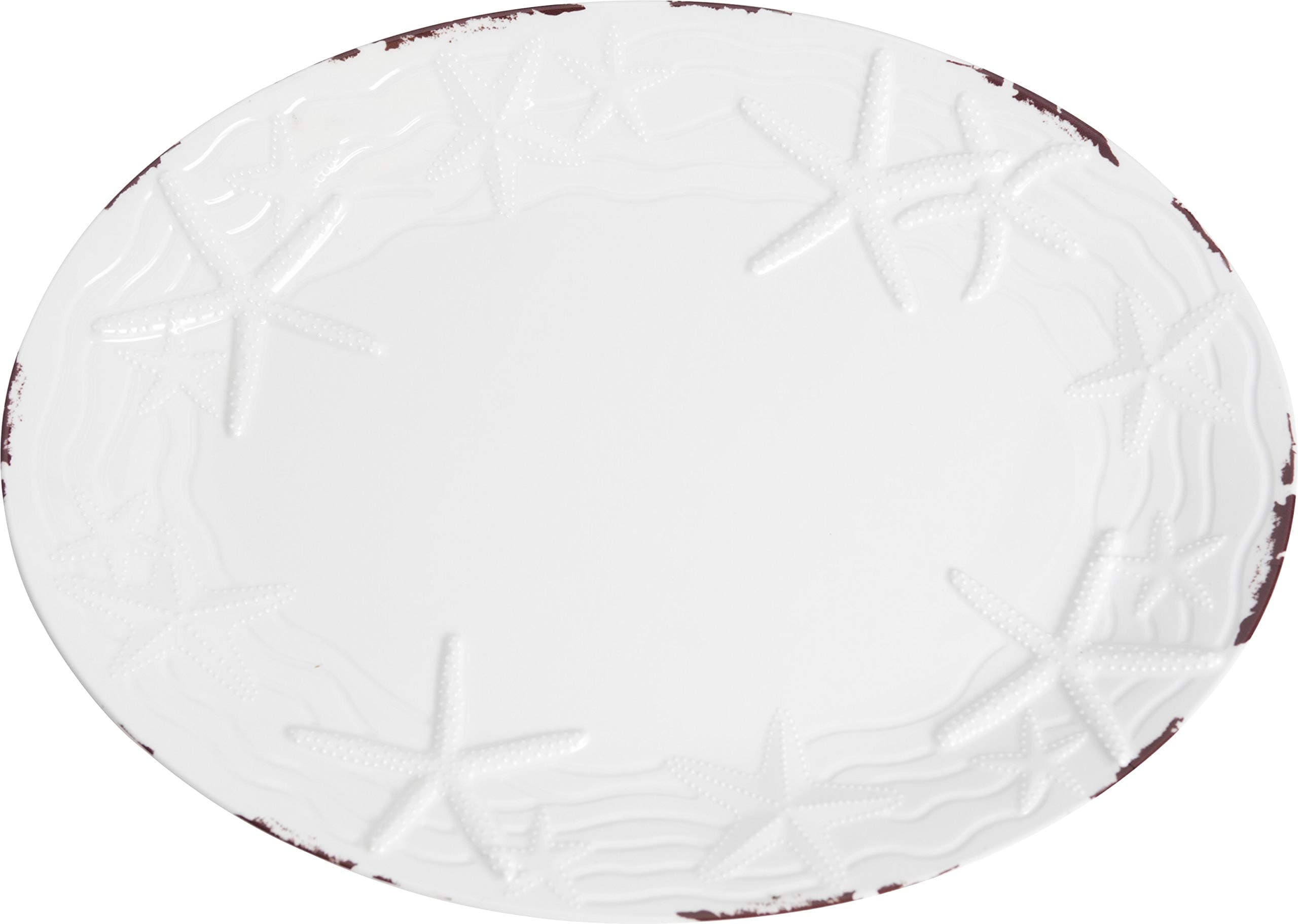 Galleyware Classic White Raised Starfish Melamine Oval Platter