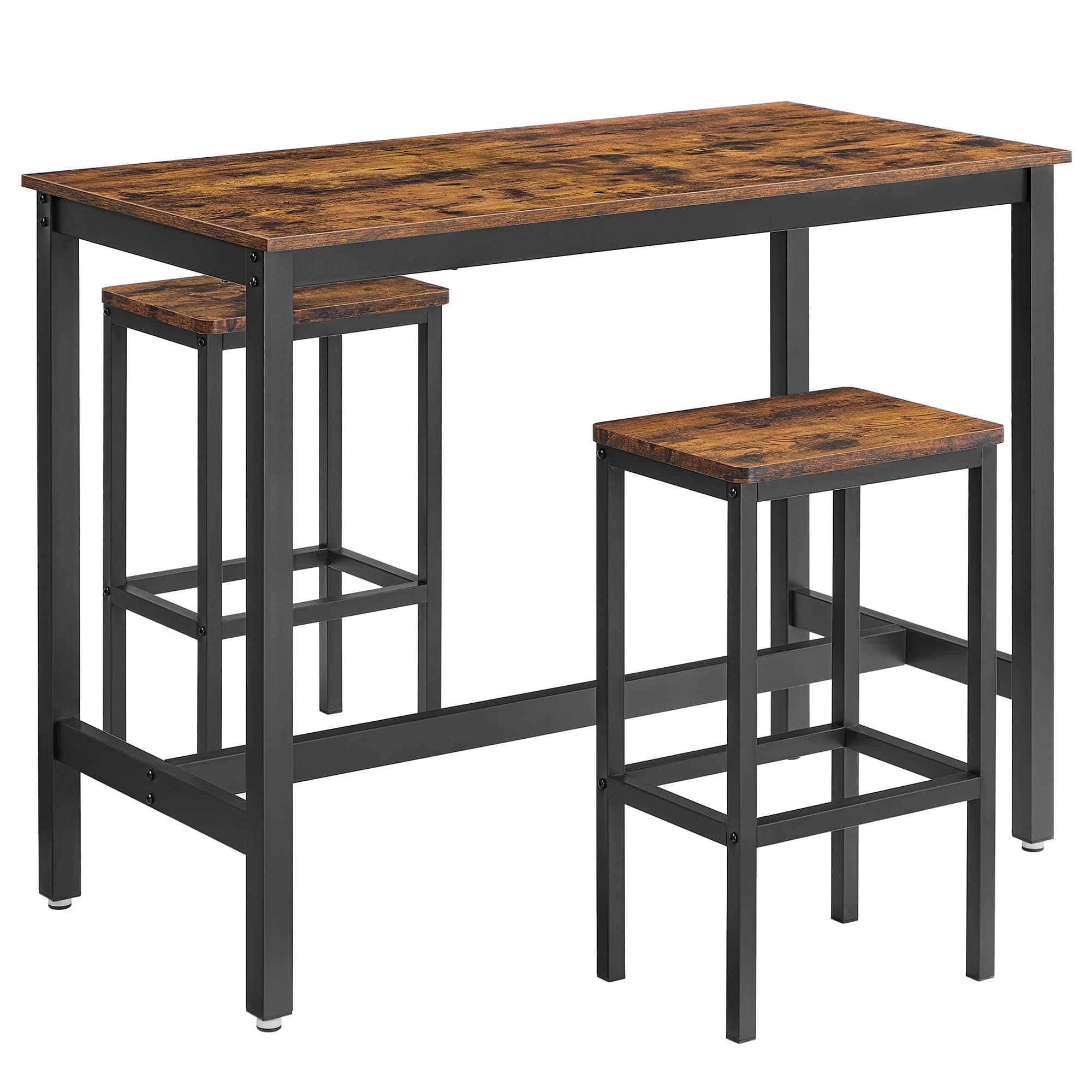 Vasagle Alinru Bar Table Set, Bar Table With 2 Bar Stools, Breakfast Bar Table And Stool Set, Kitchen Counter With Bar Chairs, IndUStrial For Kitchen, Living Room, Party Room, RUStic Brown Lbt15X
