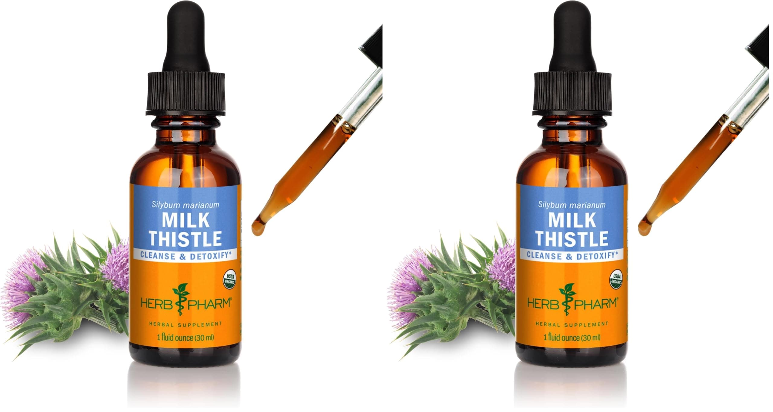 Herb Pharm Milk Thistle Seed Liquid Extract for Liver Function Support - 1 Ounce (Pack of 2)