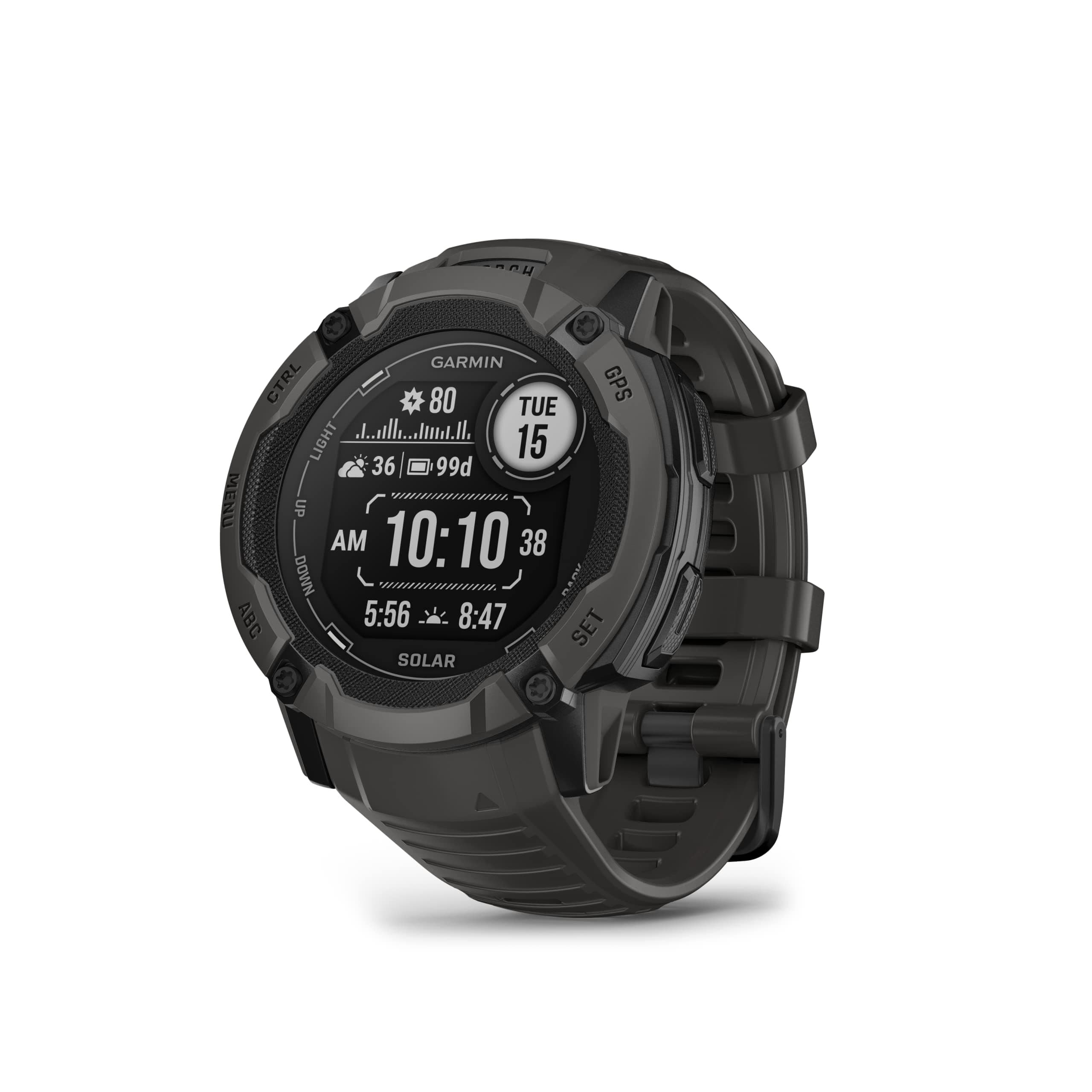 Instinct 2X Solar, Rugged GPS Smartwatch, Built-in Flashlight, Solar Charging Capability, Multi-Band GNSS, Graphite