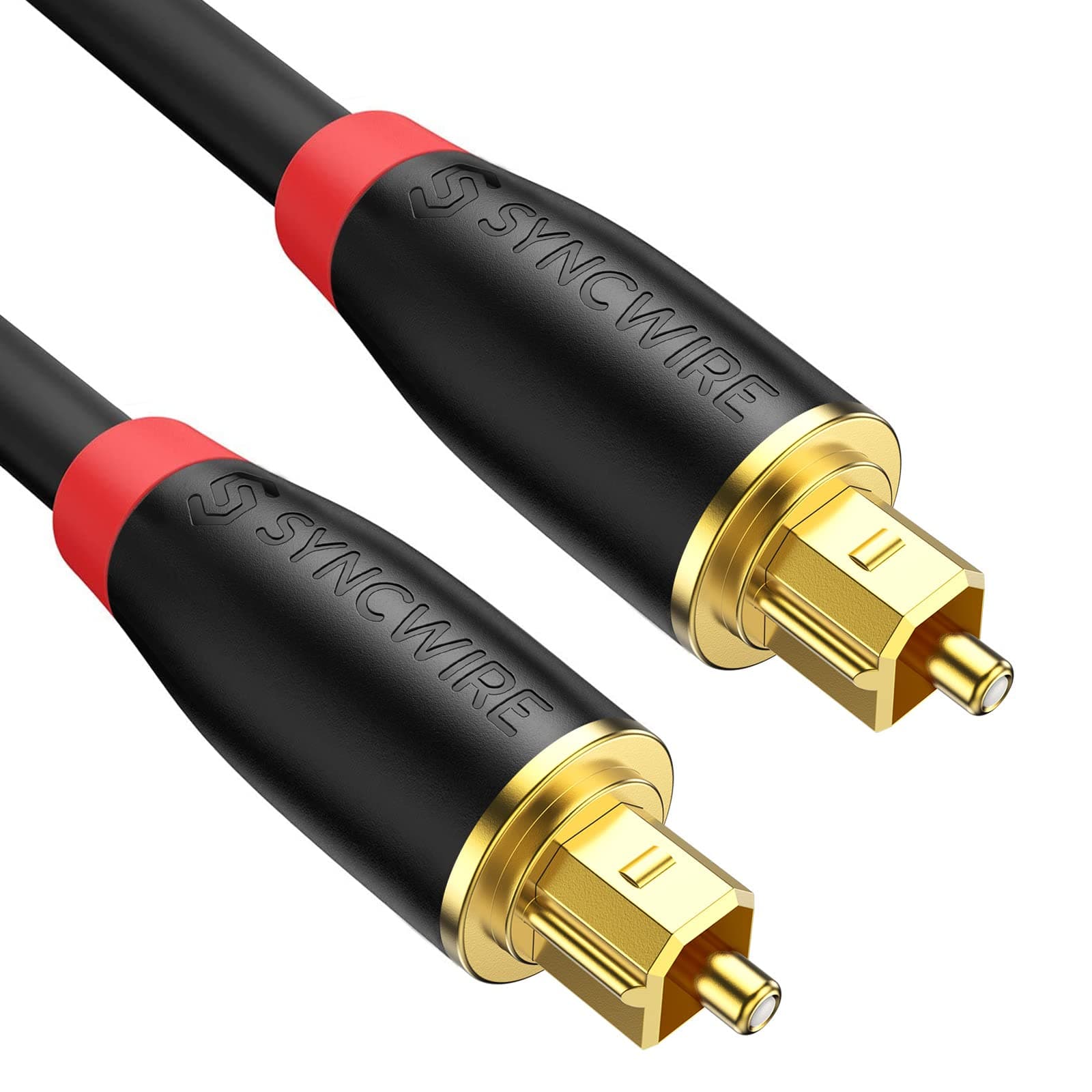 SYNCWIRE Optical Cable for Soundbar 3.3ft [24K Gold-Plated, Ultra-Durable] Digital Optical Audio Cable for Home Theater TV