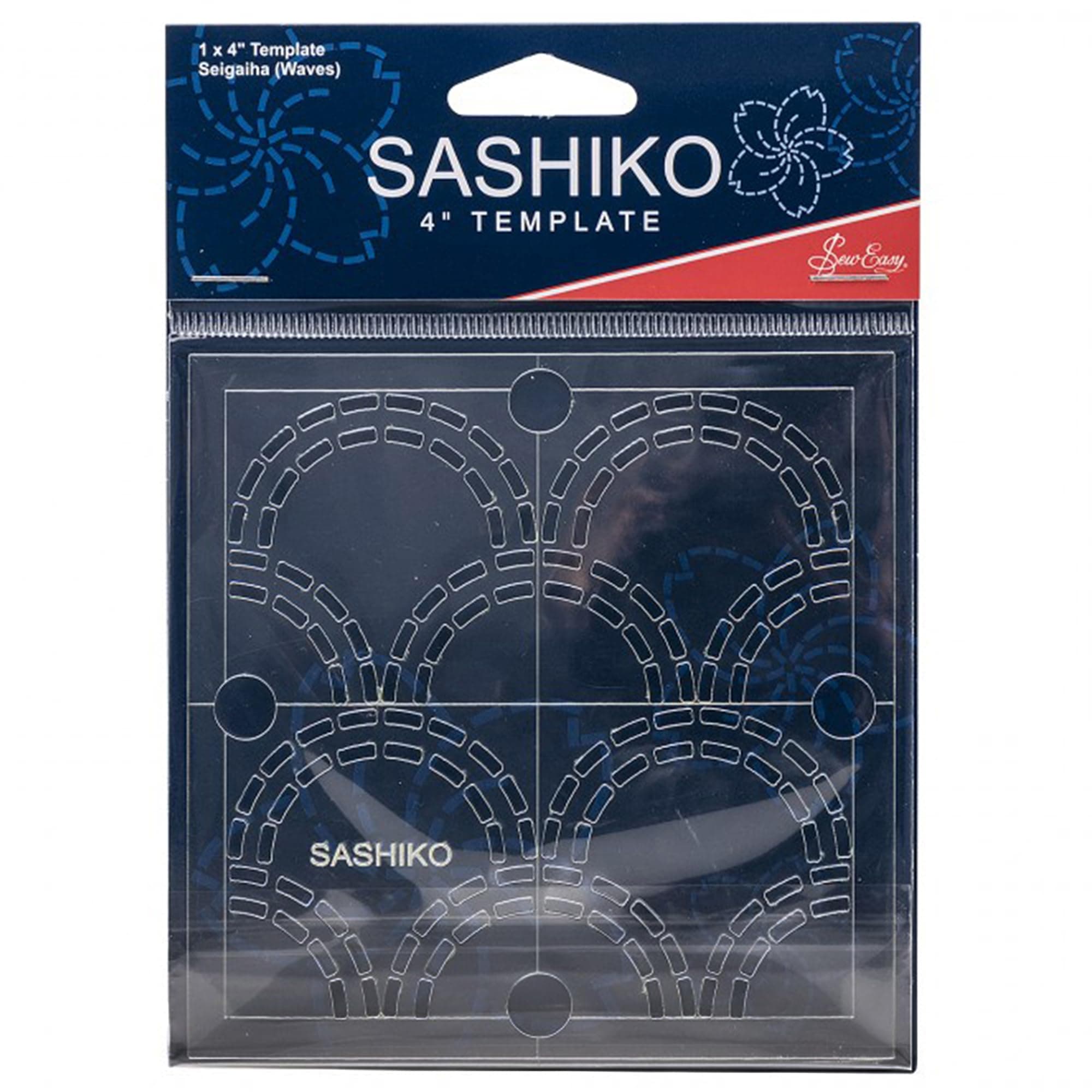 Sew Easy 4” Sashiko Template – Seigaiha (Waves) Quilting & Patchwork Rule for Applique Sewing, Transparent Acrylic Non-Slip, Instructions Included