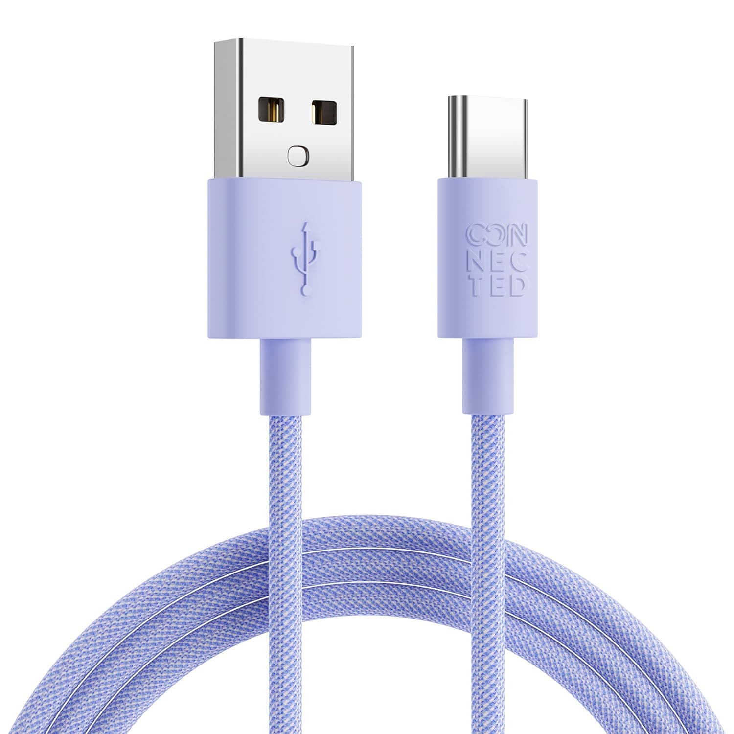 Connectedtybe C Cable | iPhone Samsung Fast Charger Cable | USB C Braided Charging Cable | 1.2m (Purple)