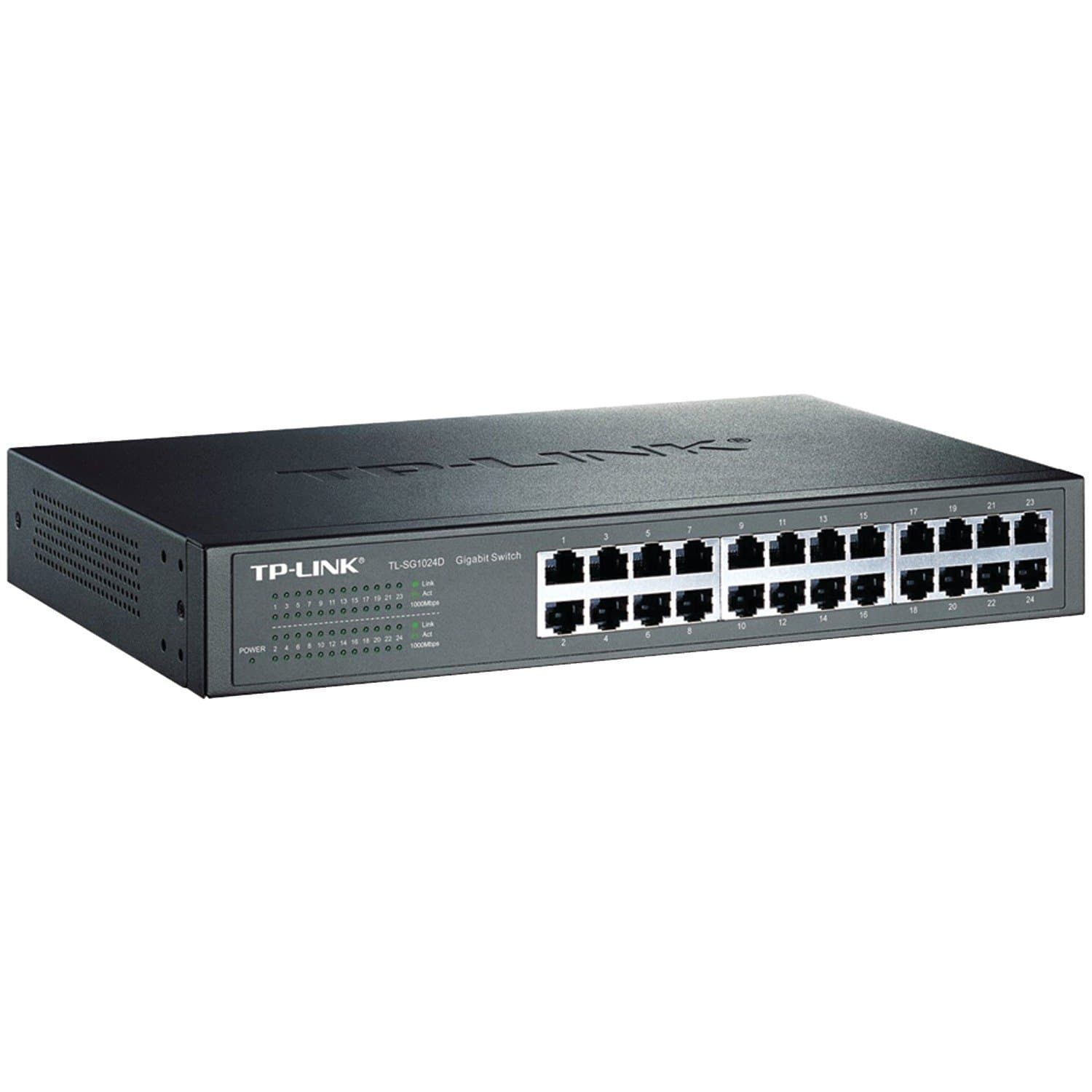 TP-Link 24-Port Gigabit Ethernet Unmanaged Switch | Plug and Play | Desktop/Rackmount | Fanless (TL-SG1024D),Black