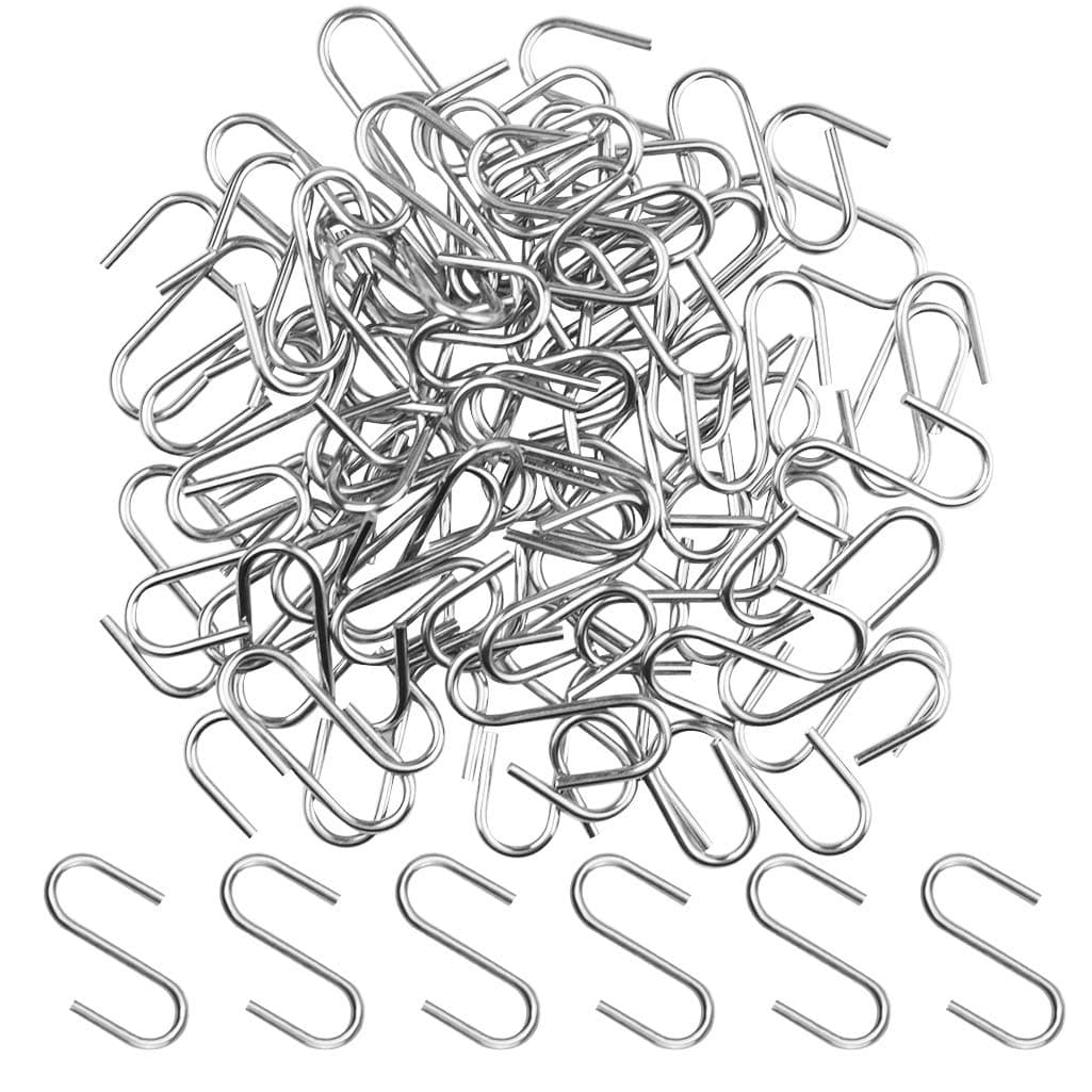 Nydotd 180 Pcs Mini S Hook Connectors, Mini Metal S-Shaped Wire Hook Hangers Christmas Ornament Hooks for DIY Crafts, Hanging Jewelry, Key Chain Ring and Tag, Pet Name Tag, Wood Circles (20mm, Silver)