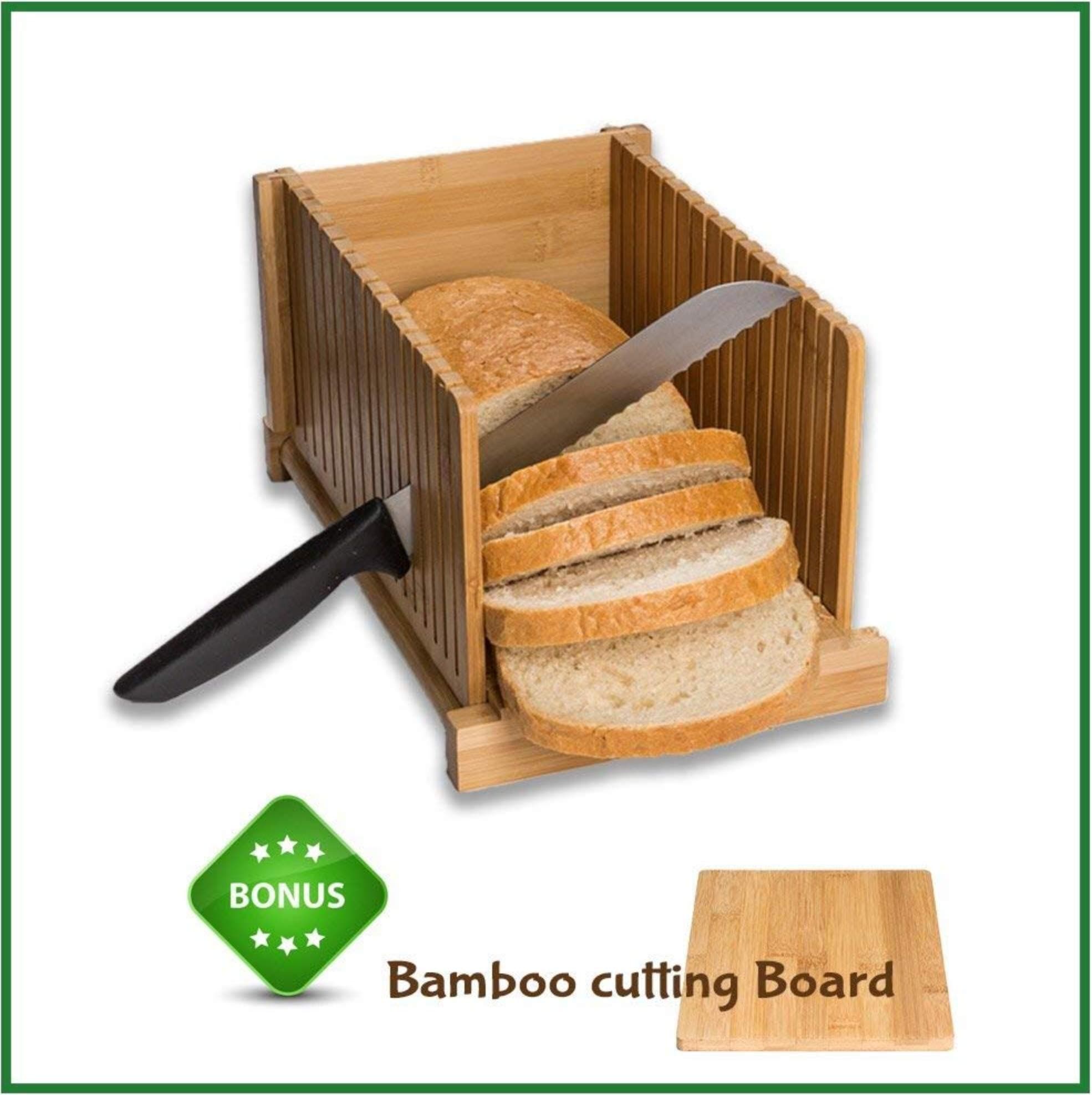 Bamboo Bread Slicer Guide By Bamboo Panda - Easily Flat Fold for Comfortable Storage, Perfect for Bread, Homemade Bread & Loaf Cakes