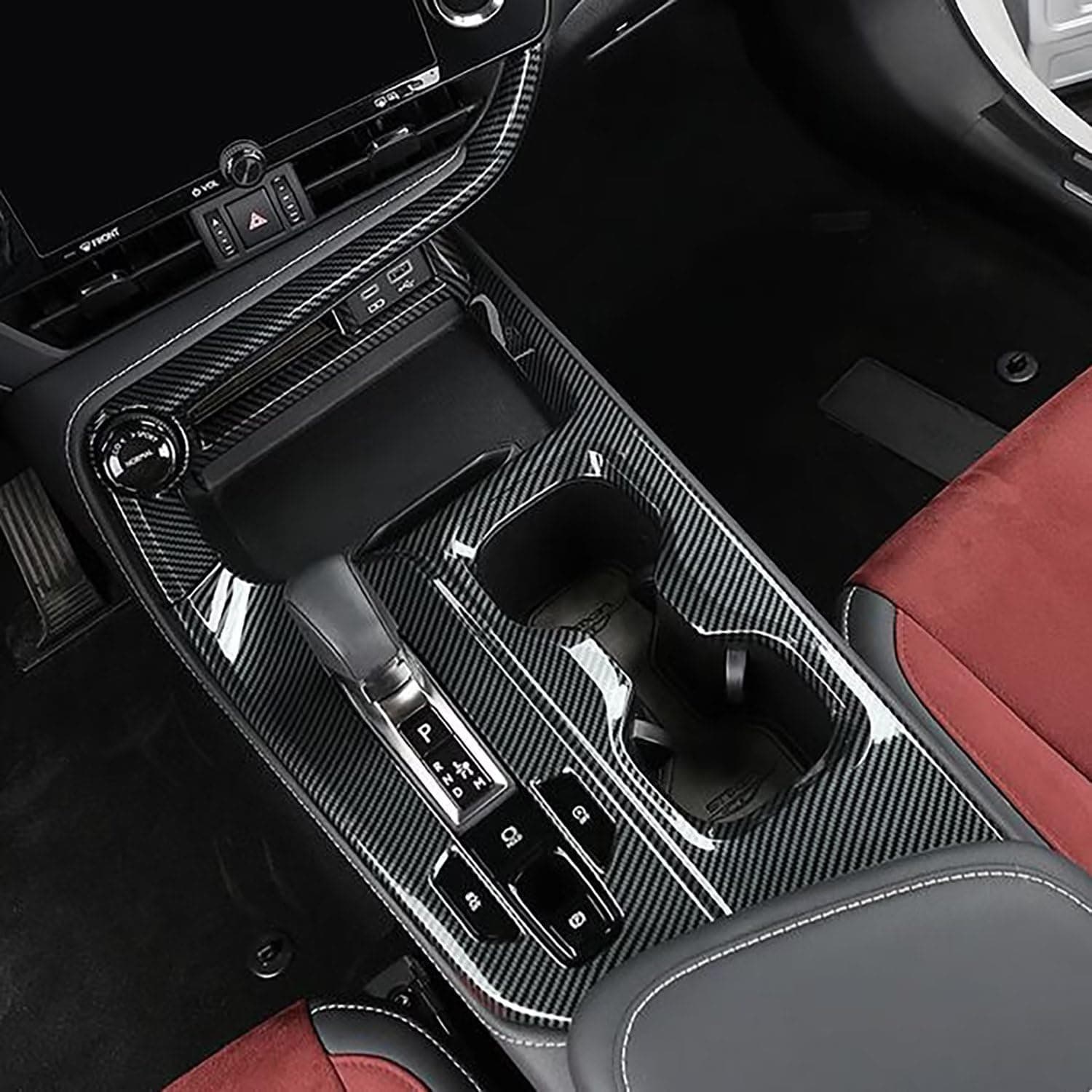 Carbon Fiber Pattern Shift Panel Cover for 2022-2026 Lexus NX 250/350/350h/450h+ Interior Gear Shifter Frame Overlay Trim (LHD, 3-Piece)