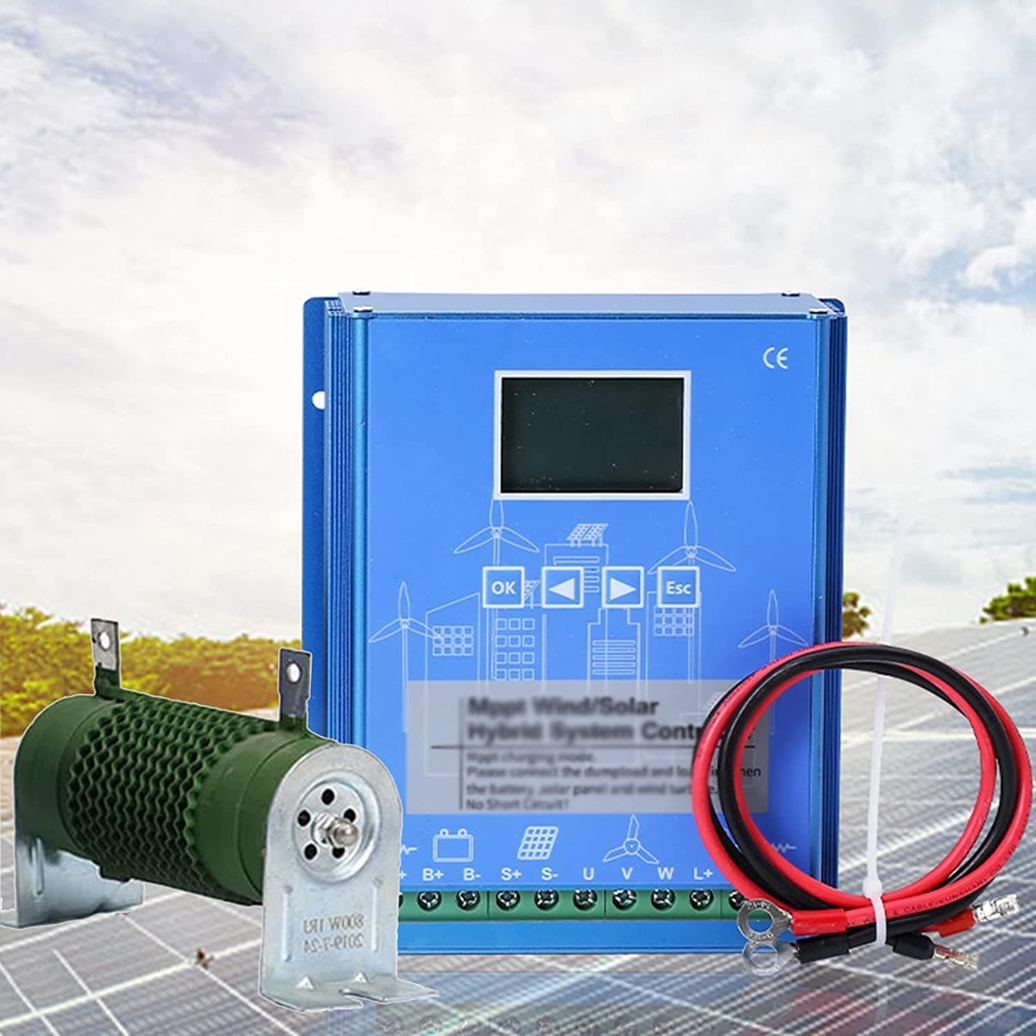 Off Grid MPPT Wind Solar Hybrid Charge Controller Design, Wind Solar Hybrid Controller, LCD Display MPPT Boost Charging Battery Off Grid Controller Wind Turbine,10000W-24V