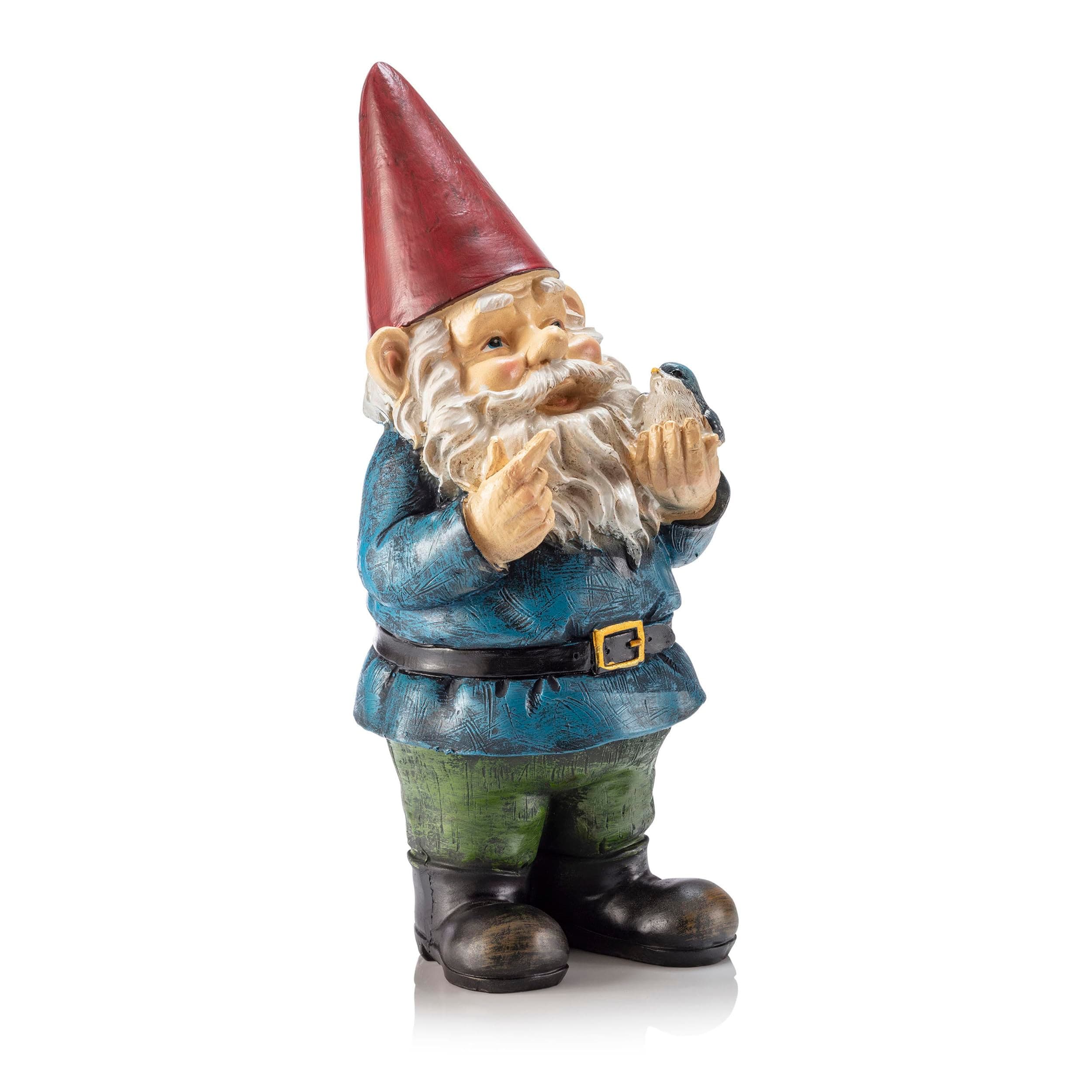 Garden Gnome with Bird Statue