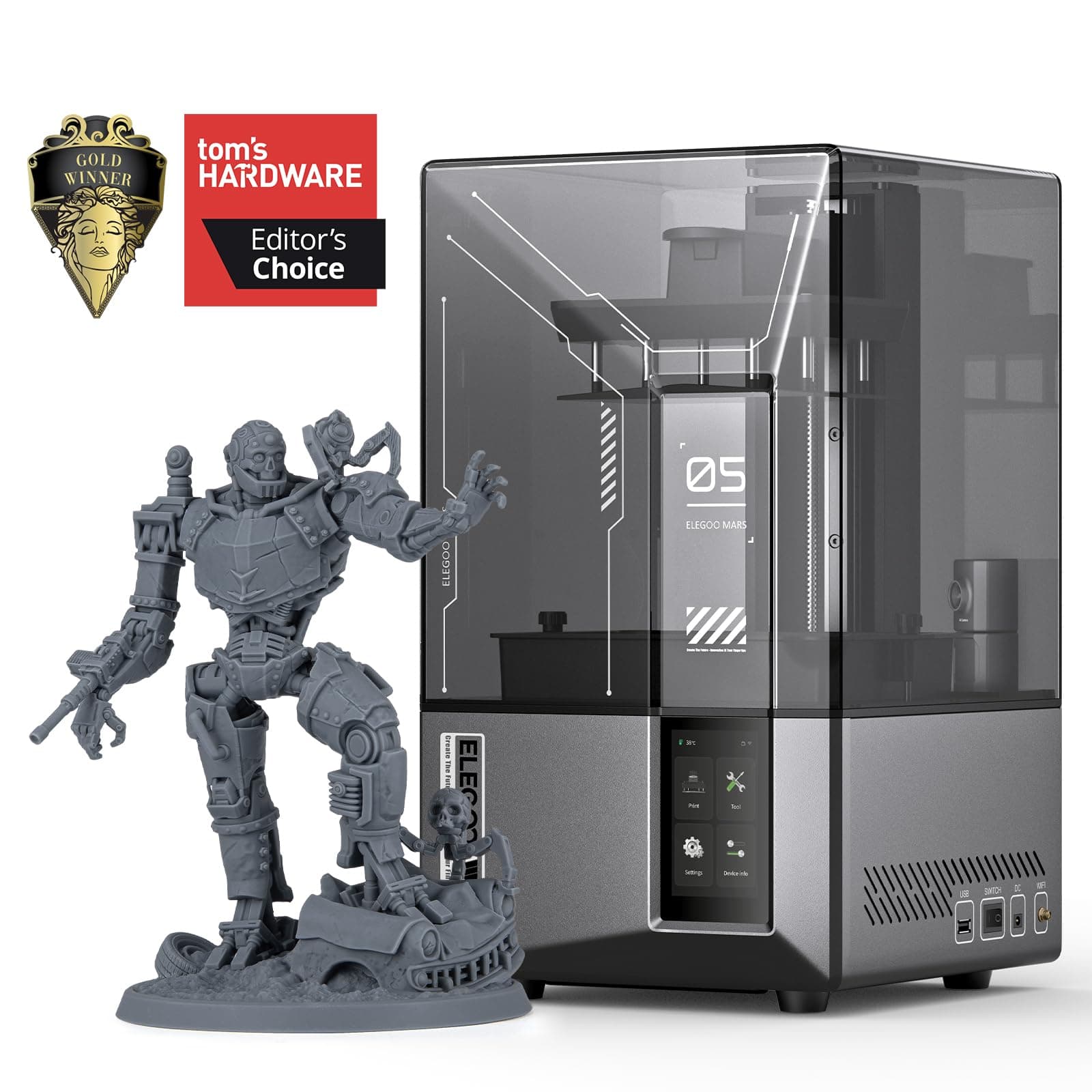 Mars 5 Ultra 9K MSLA Resin 3D Printer, Smart Mechanical Sensor, Fast Printing Up to 150mm/h, AI Camera, WiFi Cluster Printing, Automatic Leveling, Large Printing Size 6.04 * 3.06 * 6.49 inch