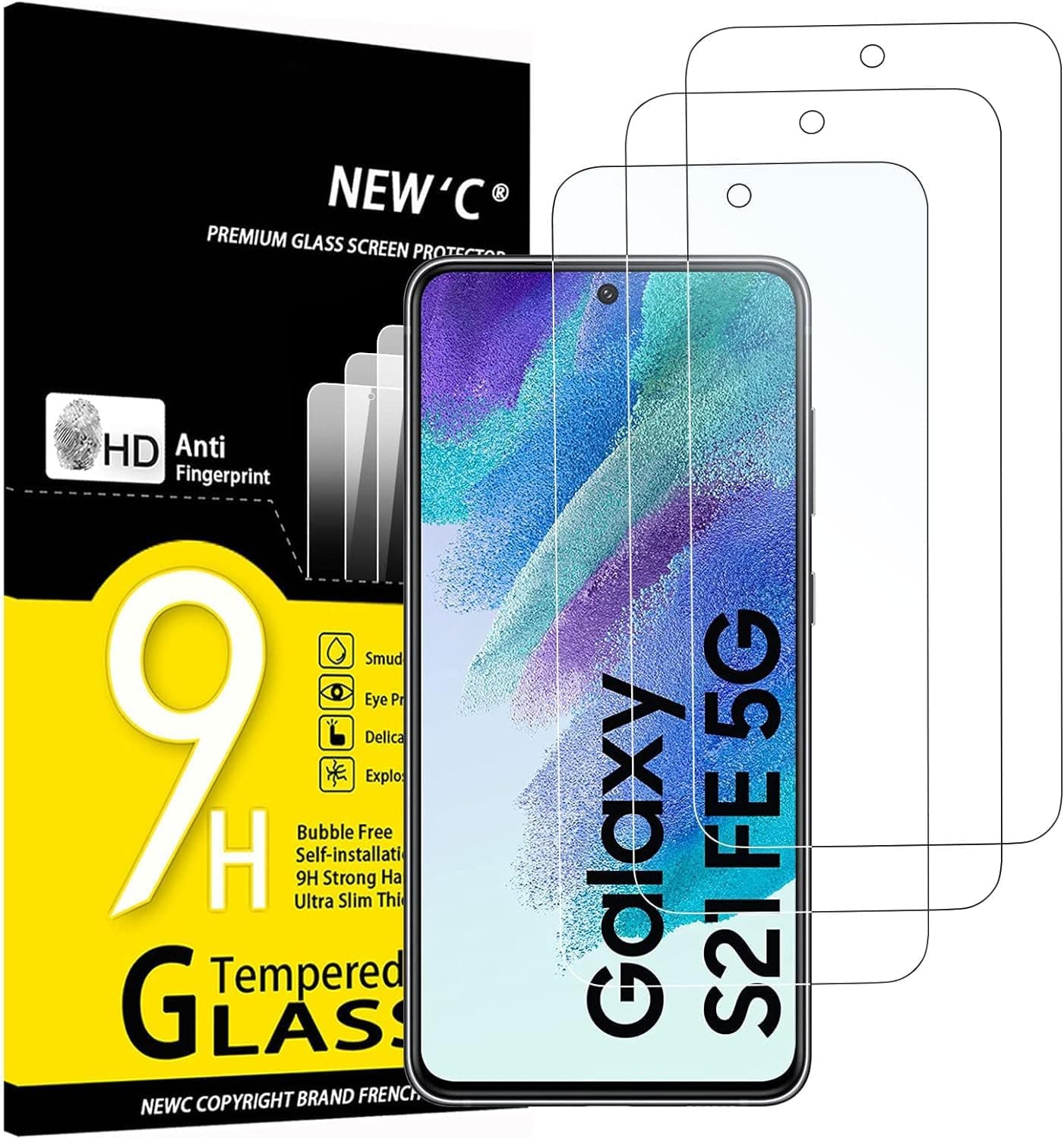 3 Pack Designed for Samsung Galaxy S21 FE 5G Screen Protector Tempered Glass, Case Friendly Anti Scratch Bubble Free Ultra Resistant