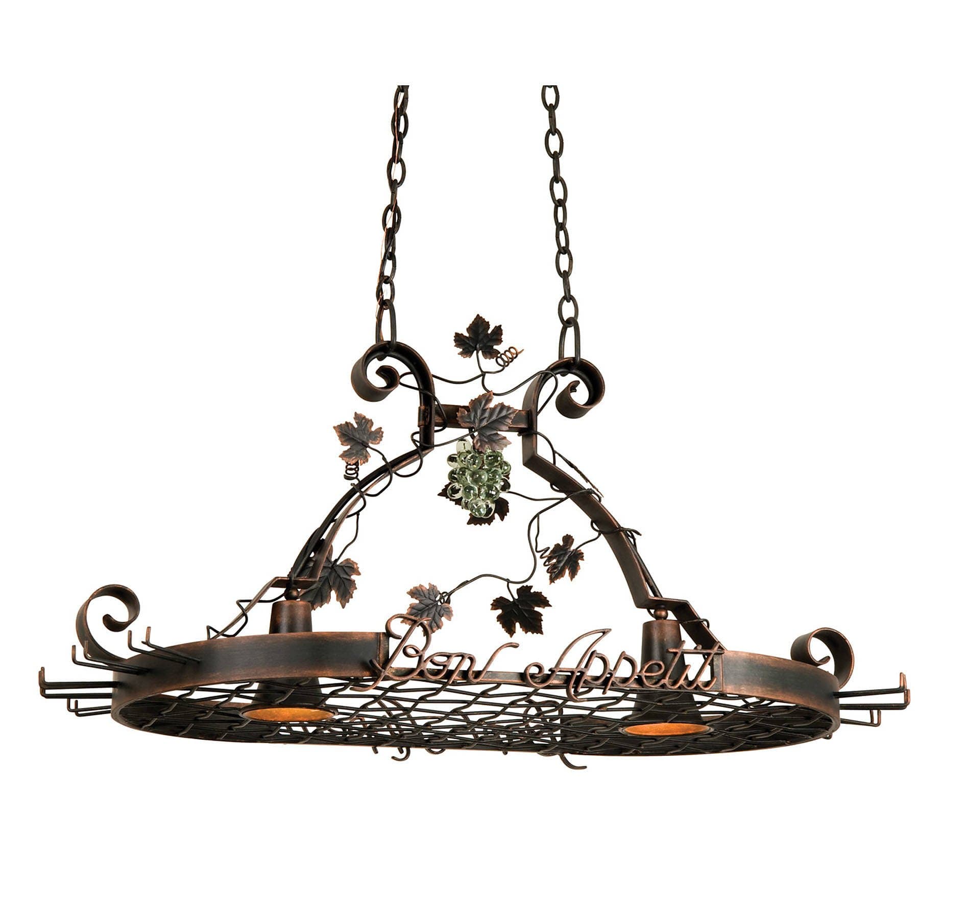 KalcoLighting Kalco Leaf, Flower, Fruit Two Light Pot Rack from Bon Appetit collection in Copper finish, 21.00 inches