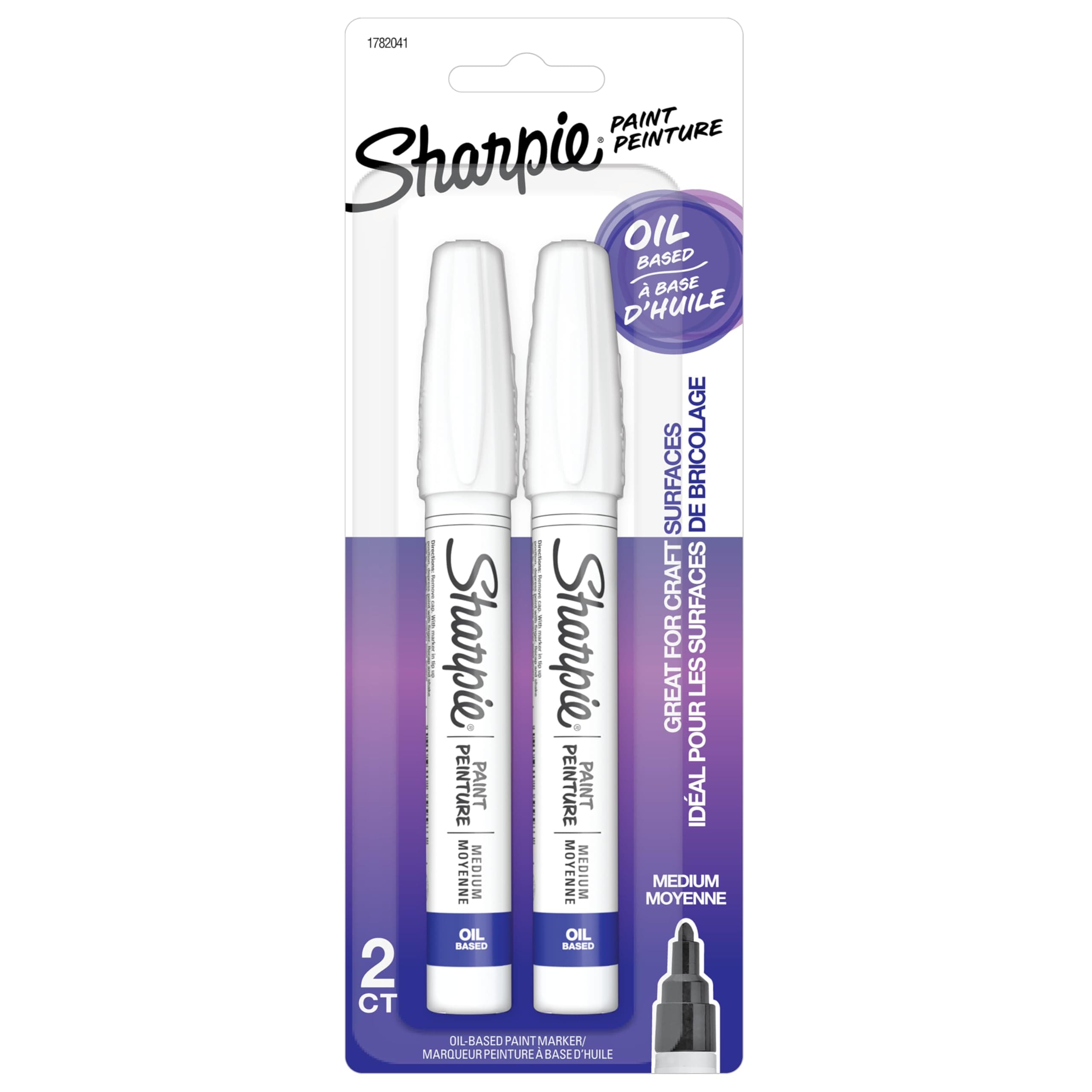 Oil-Based Paint Markers, Medium Point, White, 2 Pack