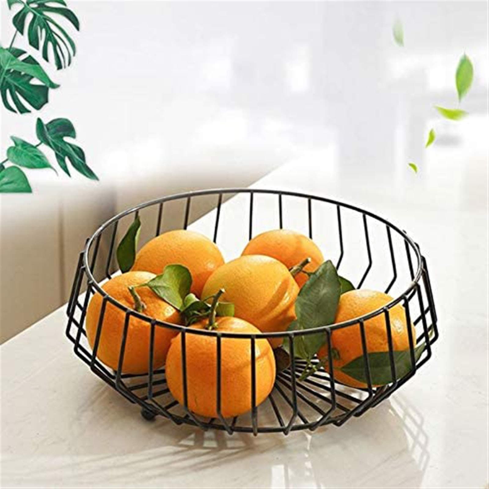 Fruit Stand Vegetables Serving Bowls Basket Holder for Kitchen Counters,Table Centerpiece,Farmhouse Decor,Party,Holiday Decoration,Metal Iron Wire (Color : Yellow)