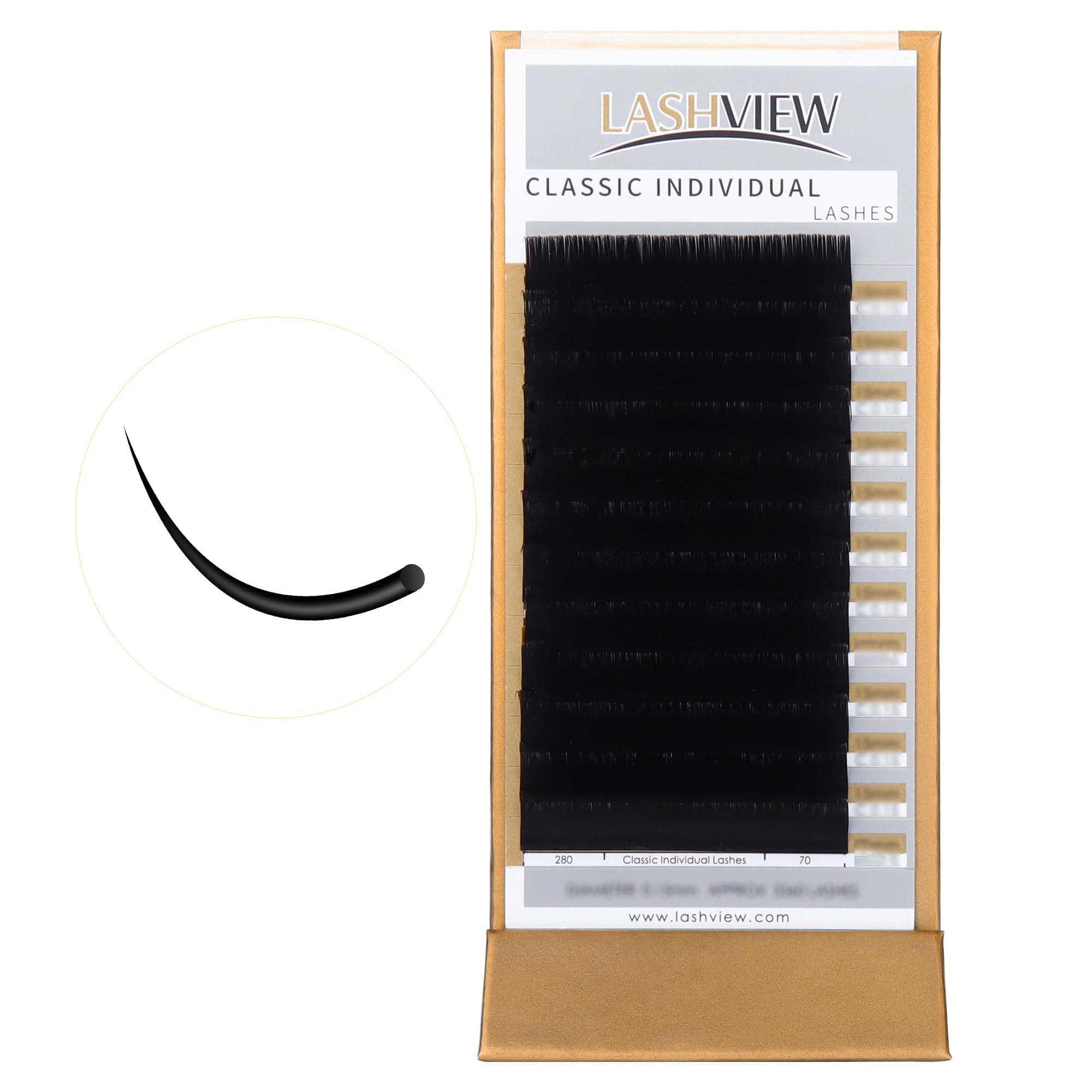 LASHVIEW Eyelash Extensions, 0.08 inch (0.20 mm) Thick, D Curl, 0.4 inch