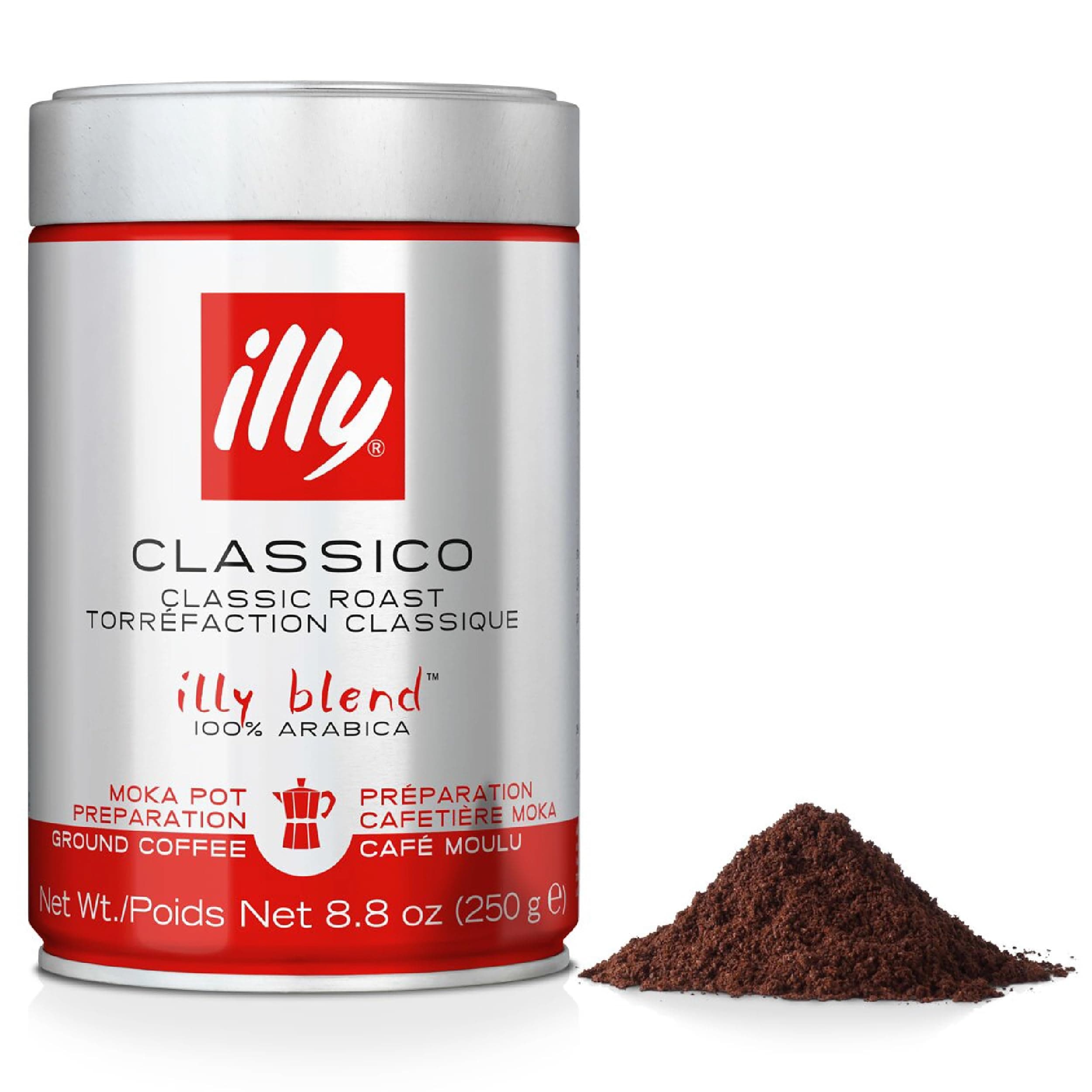 Coffee - Classico Ground Coffee - Medium Roast - 100% Arabica Coffee - Ideal for Moka Pots - 250g Tin