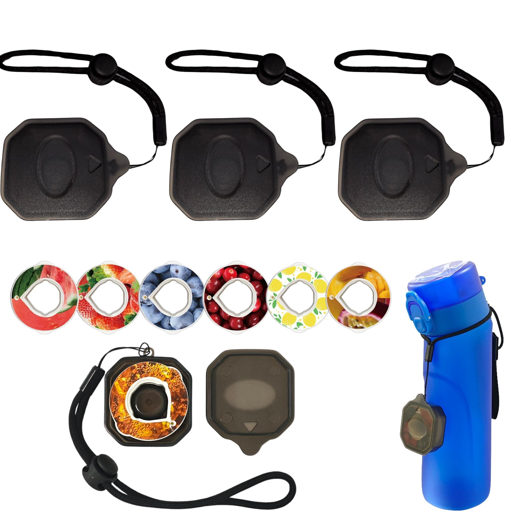 Alpha FitContainer Case for Variety Pack Fruit Scent Pods for Flavored Water Bottle, Compatible with air up Pods (3 Cases (Cases ONLY))