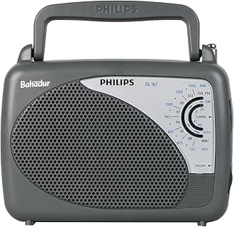 Philips DL167/94 Portable/Hand Carry Radio with MW/SW/FM Bands, Telescopic Aerial, 2xR20 Battery & Optional 3V DC Power, 4? Speaker Impedance, Tuning & Band Selection, Portable Radio Receiver
