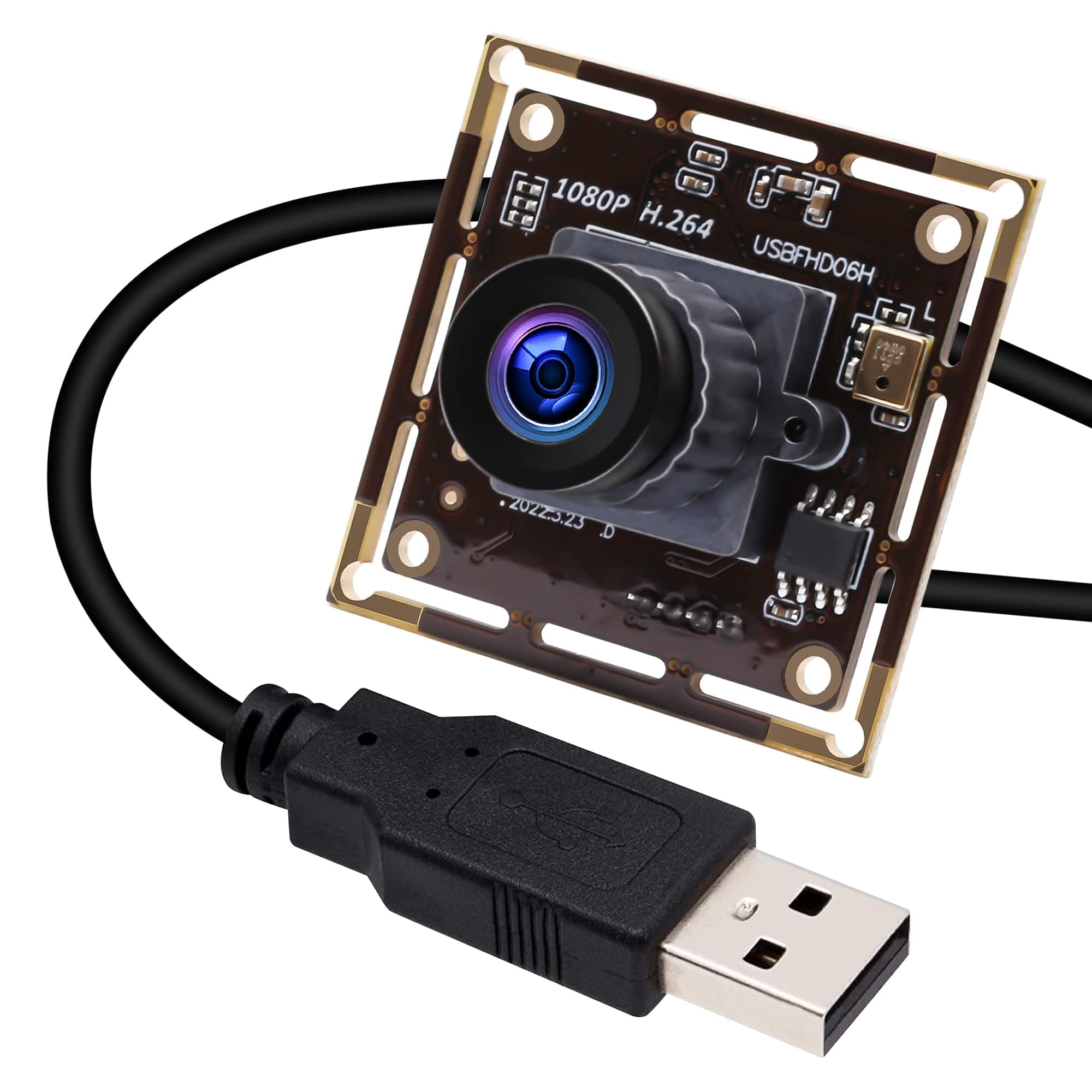 USB Camera Low Light 2MP 1080P Sony IMX323 Sensor USB Camera Module with Microphone,2.1mm Wide Angle Lens Embedded Webcam Board,0.01Lux H.264 High Speed Industrial USB Computer Camera for Laptop