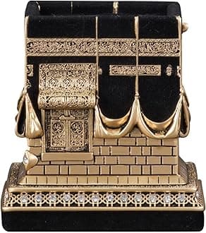 Islamic Home Decoration, Muslim Table Art Decor, Kaaba Replica Model, Ramadan Eid Gifts for Muslim, Bookend, Islamic Turkish Decor, Size: Medium, Color: Gold