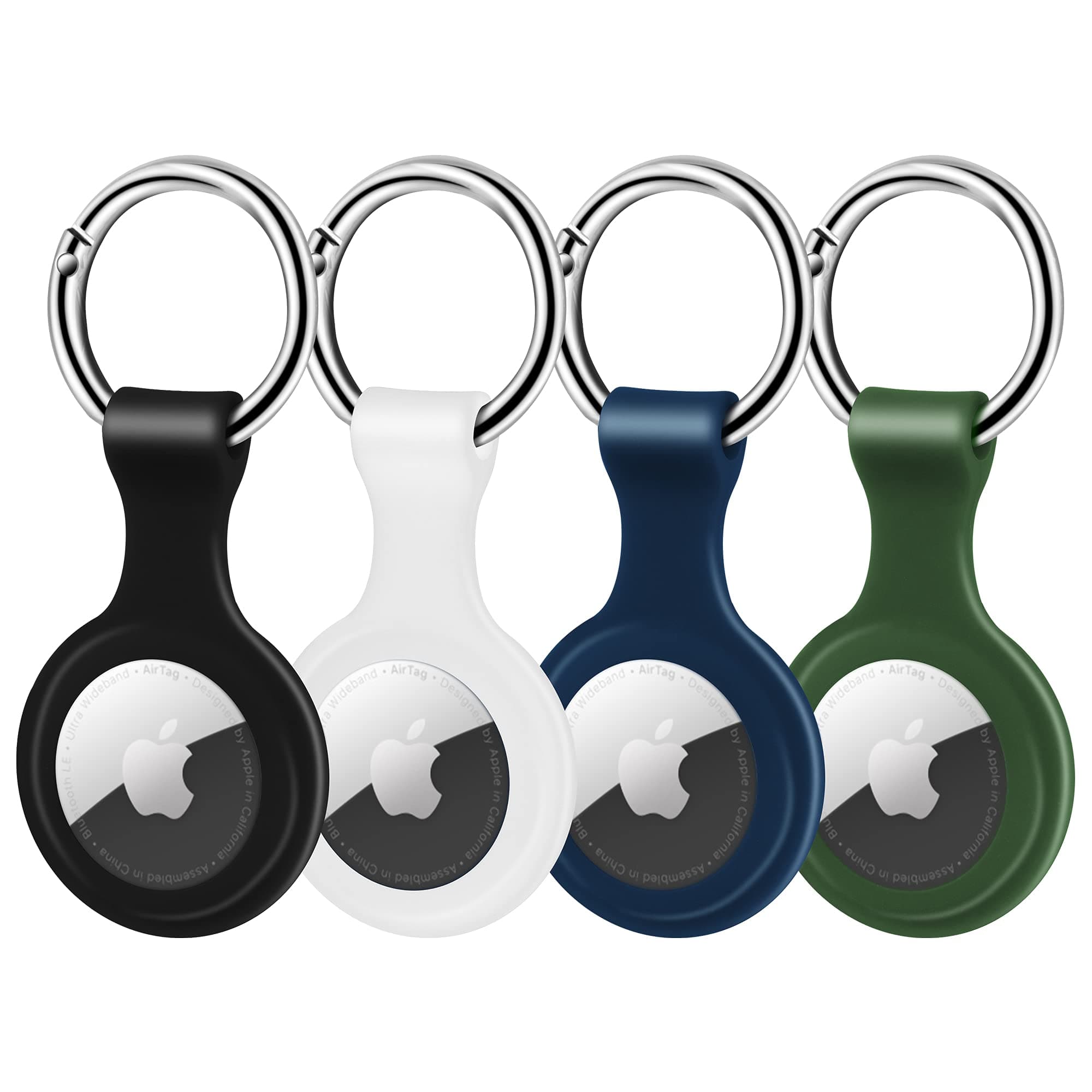 OMELPIS 4 Pack Waterproof Liquid Silicone Protective Air Tag Case for Apple Airtags Key Chain Key Ring Anti Lost AirTag Tracker Holder Anti Acratch Air Tags Cover Loop Finder Items GPS Accessories