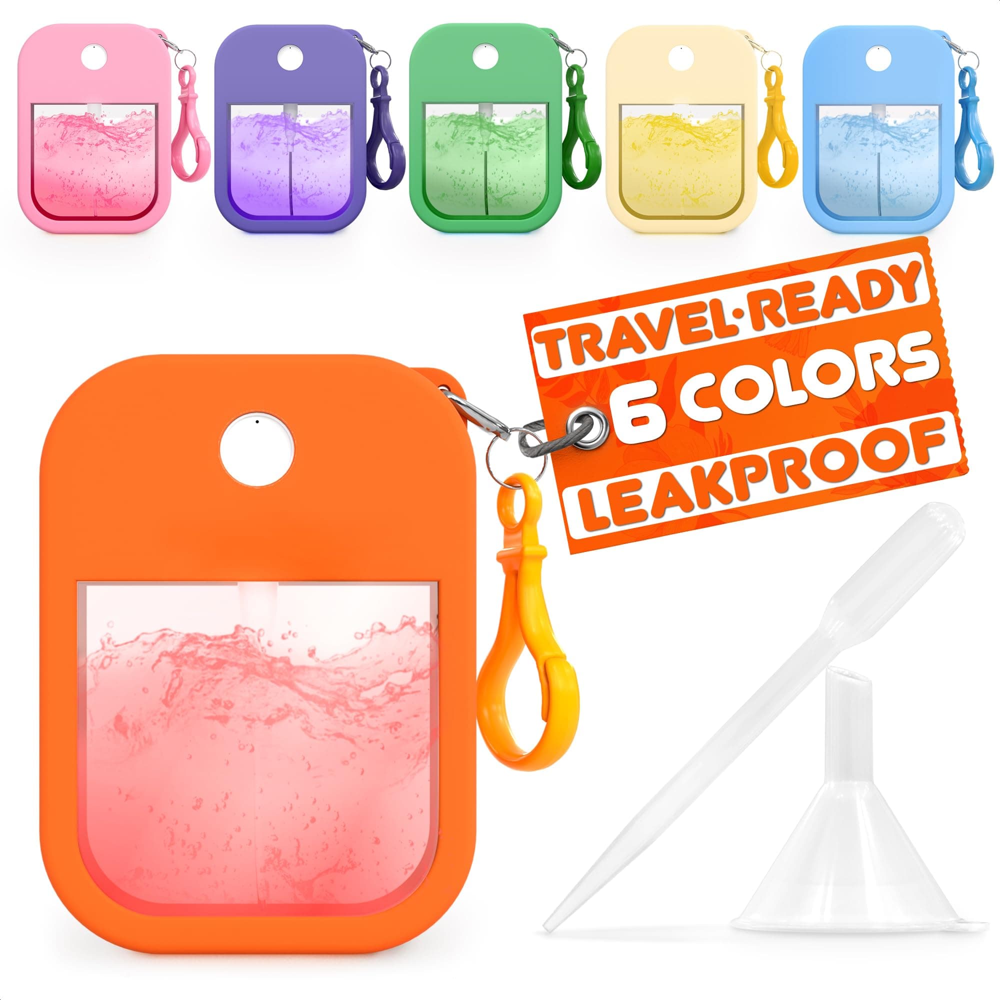 6Pcs Empty Travel Size Perfume Refill Bottle 1.28 oz – Refillable Perfume Bottle Travel Size for Purse with Colorful Silicone Case & Keychain, TSA-Compliant, Atomizer Great as Mothers Day Gift for Mom