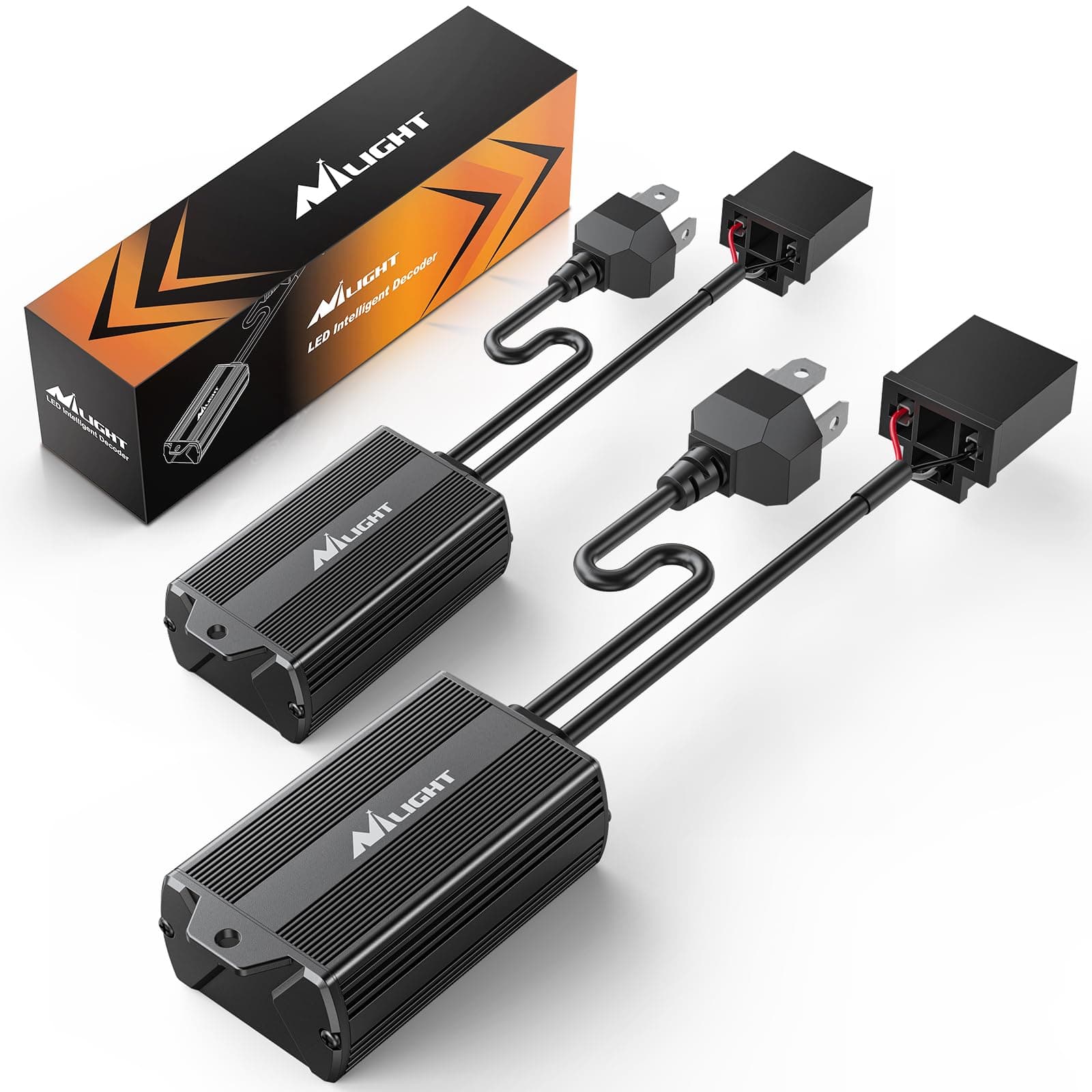 H4/9003 LED CANbus Decoder - Anti-Flickering Harness Error Free Resistor Capacitor for LED Bulb, Pack of 2