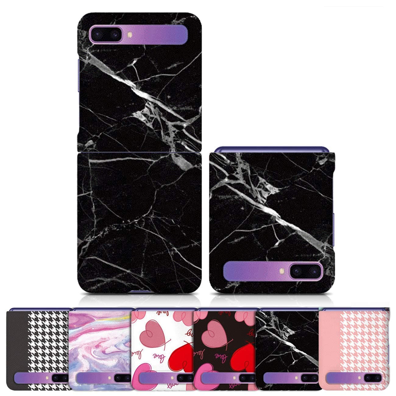 for Samsung Galaxy Z Flip Case Cover Marble Pattern Custom [Slim Fit] Protective Polycarbonate Hard Shell PC Transparent Cover