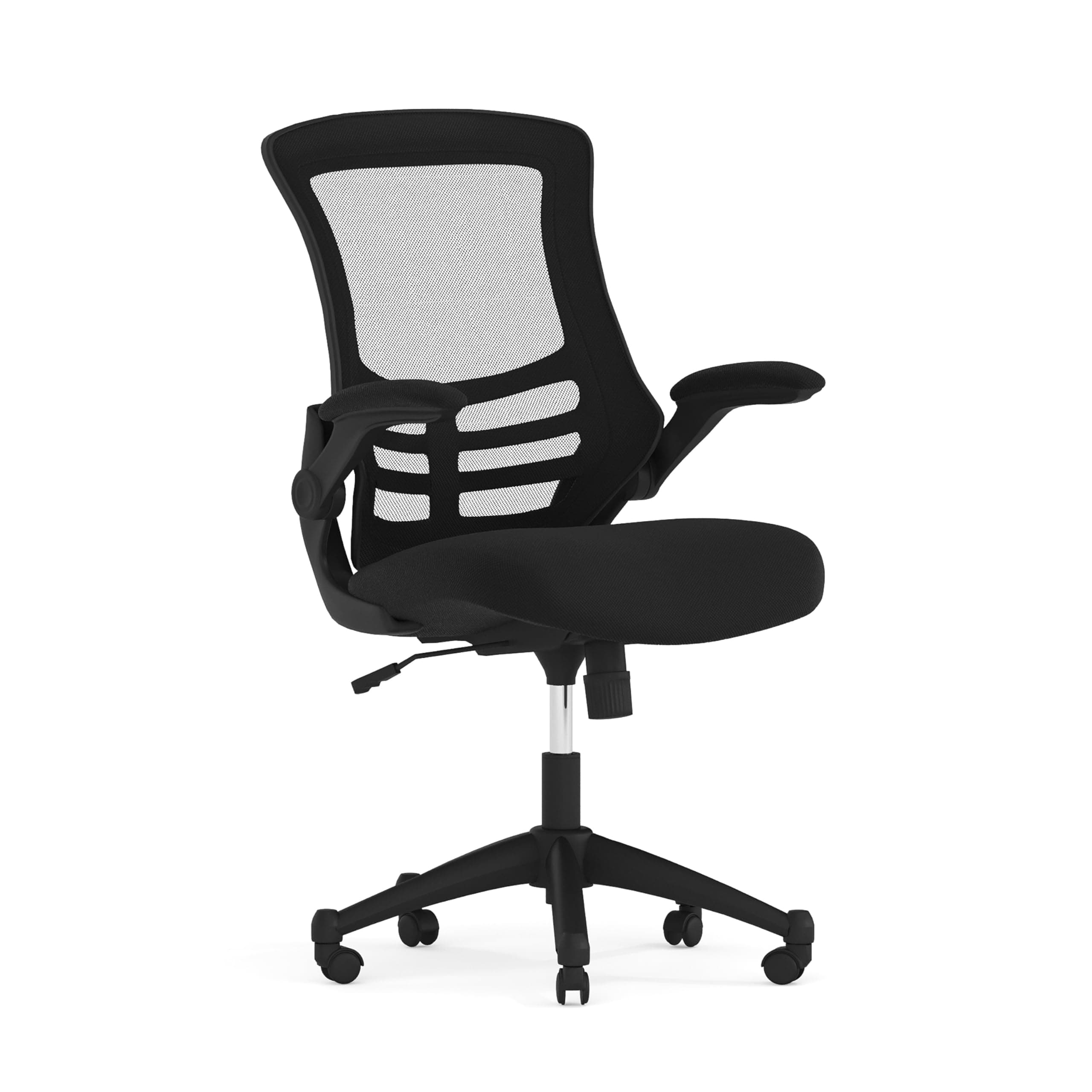 Mid-Back Black Mesh Swivel Task Chair with Mesh Padded Seat and Flip-Up Arms