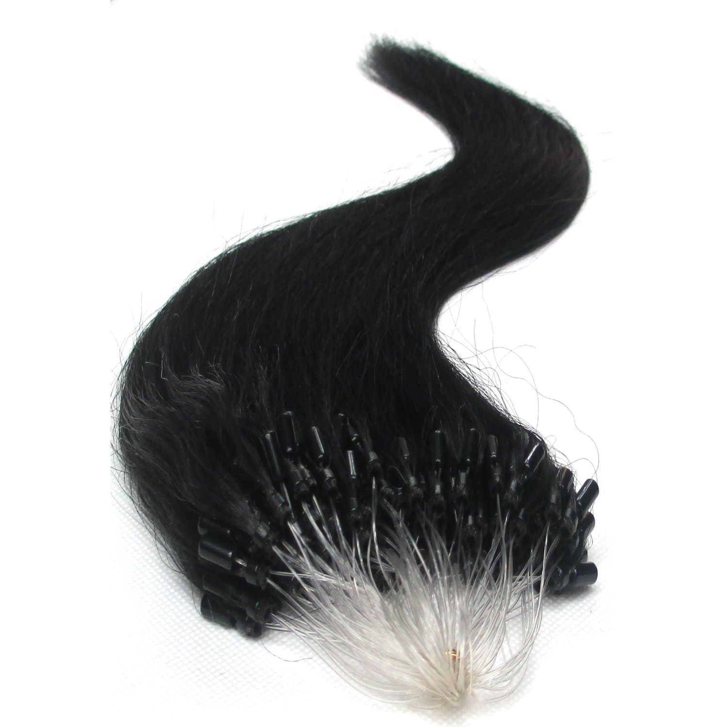 18" Micro Loop Remy Human Hair Extensions Jet Black 1# 100s 50g Straight