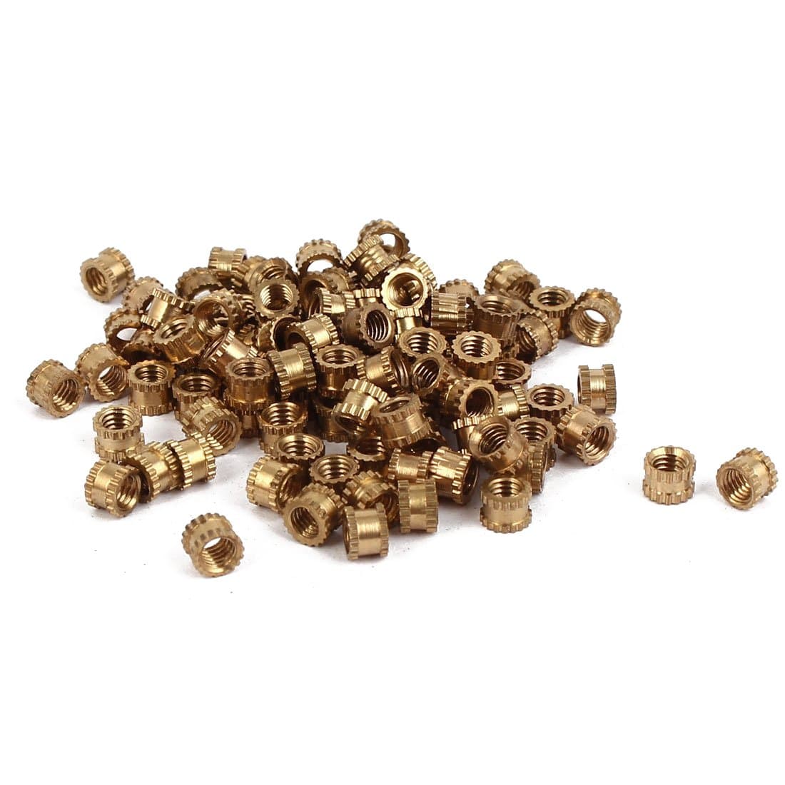 SODIAL M3 x 3mm Female Thread Brass Knurled Threaded Insert Embedment Nuts 100PCS
