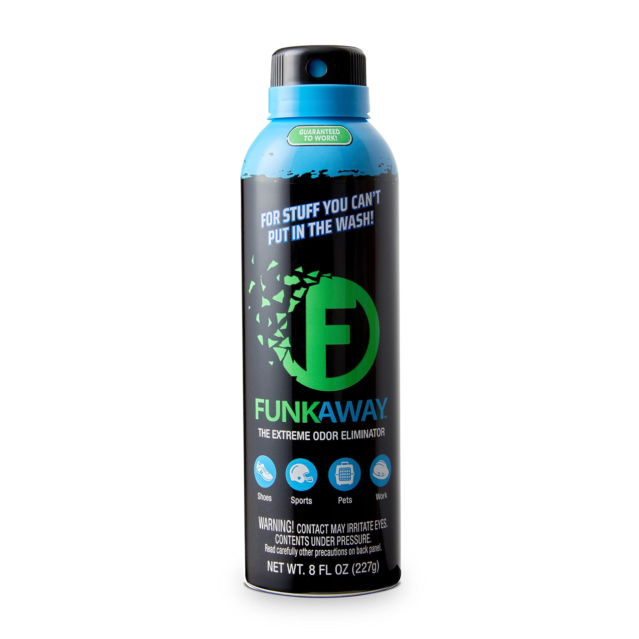 FunkAway Aerosol Spray, 8 oz., Extreme Odor Eliminator Spray, Ideal for Shoe Smells, Pet Odors and Bulky Stuff that Won't Fit in the Wash; Attacks Musty Odors at the Source
