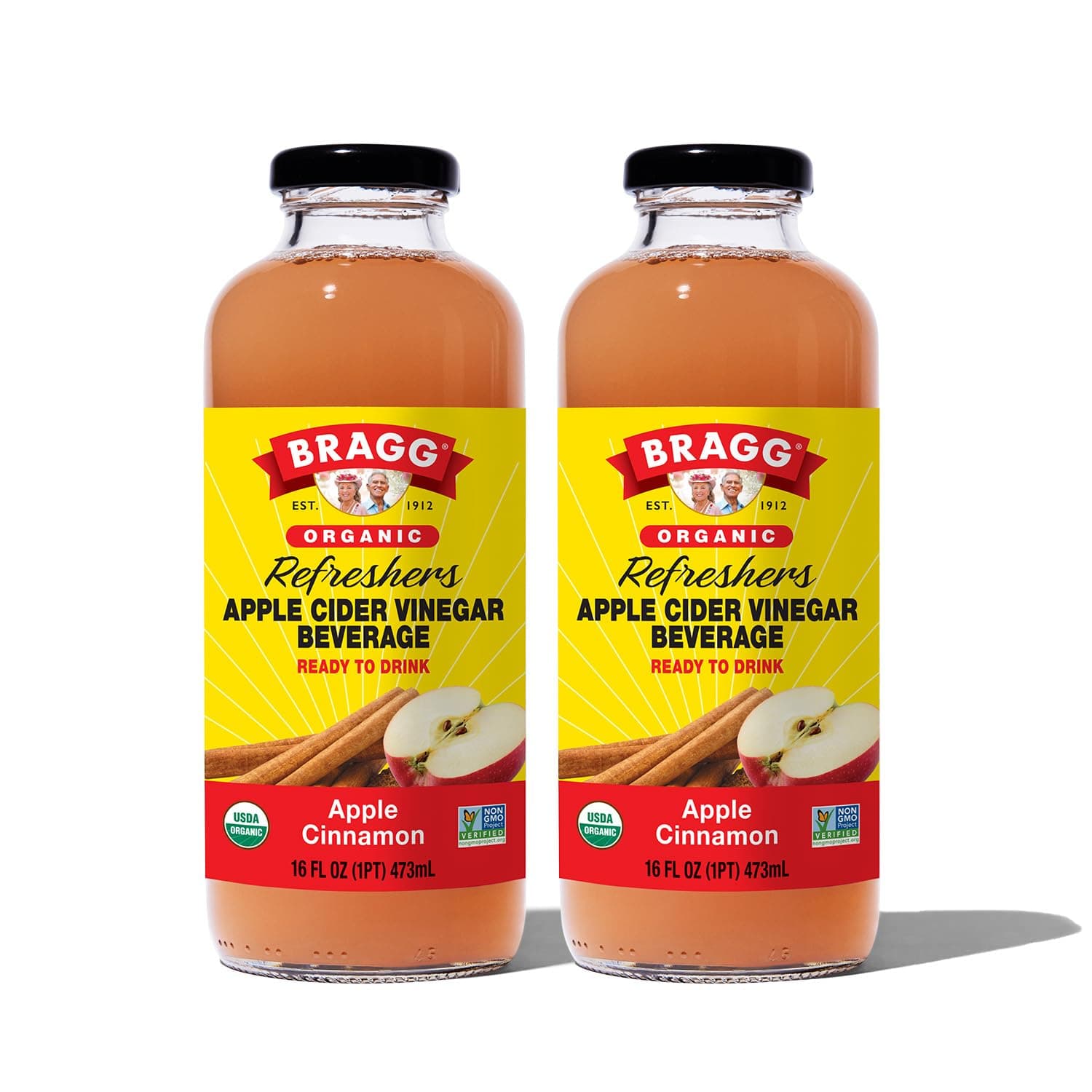 Bragg Apple Cinnamon Apple Cider Vinegar Refresher - (2 Pack) 16 fl oz - Raw and Unfiltered