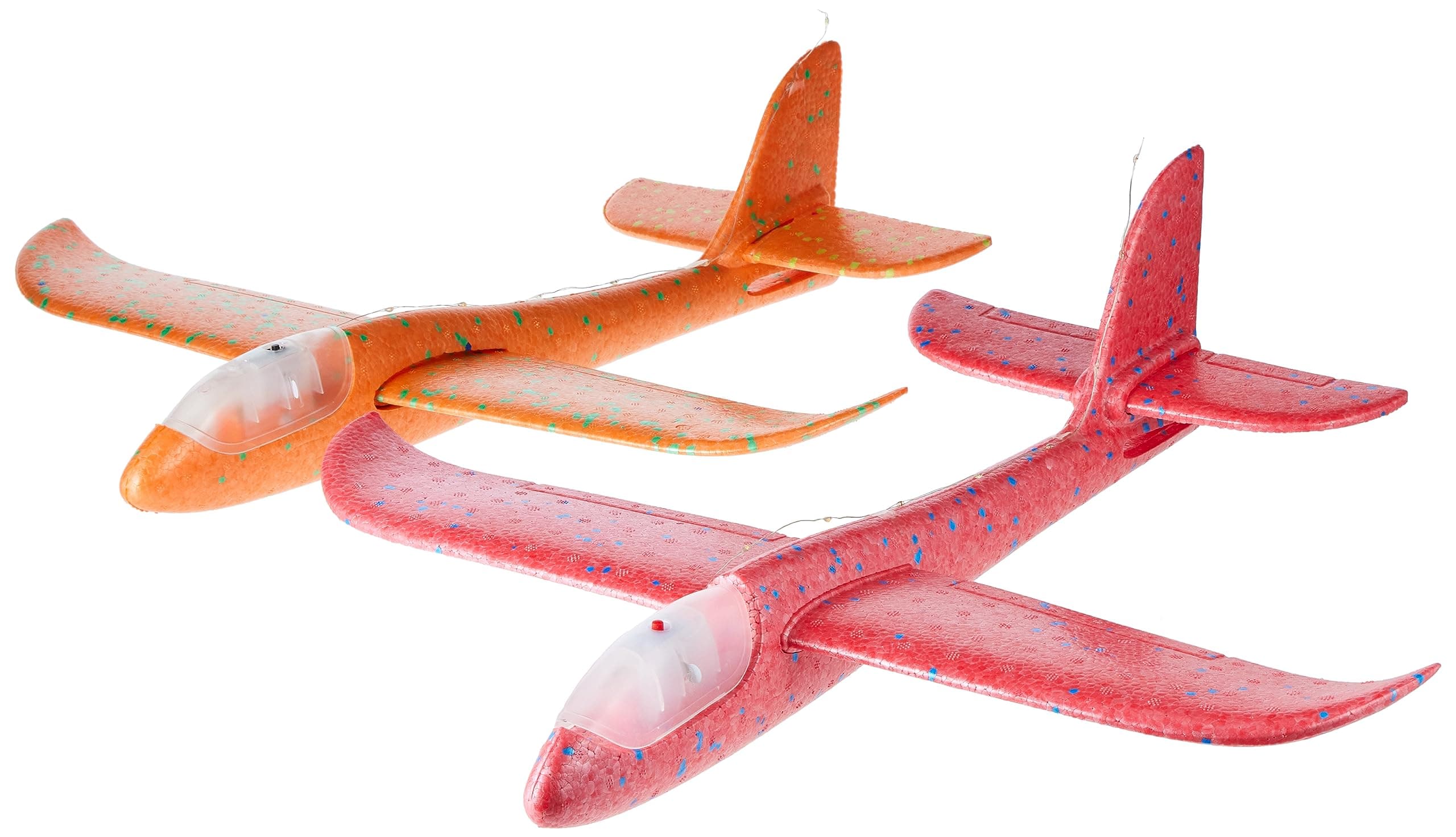Mumoo Bear Mumoo Bear, Throwing Foam Flying Plane Led Light Airplane 17.5" Throwing Foam Plane 2 Flight For Kids 3-9 Years, Large, Assorted Colors, Pack of 2, ‎LC-TYPLNE-BL