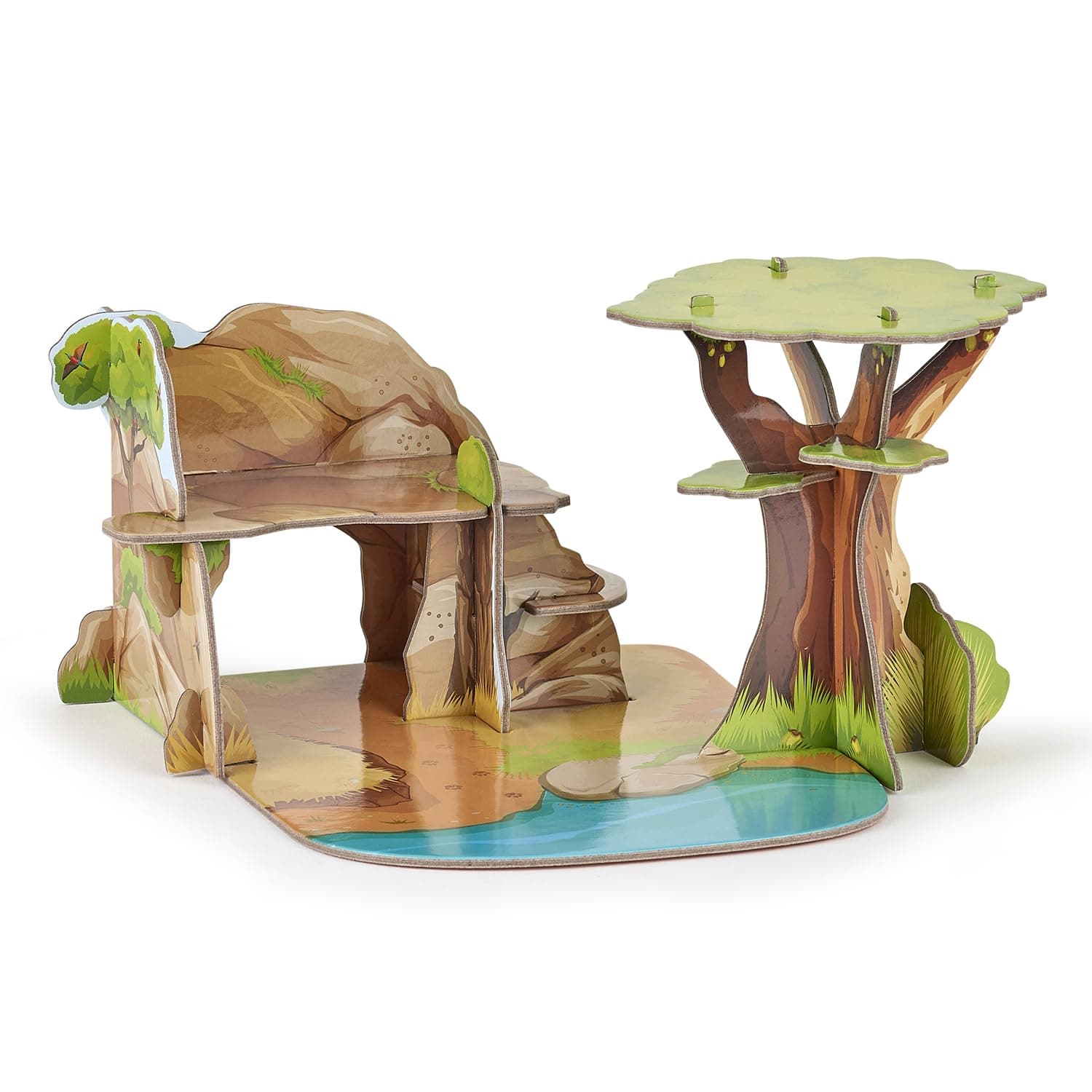 Papo 33106 Mini Savannah Cardboard Environment, Multicolour