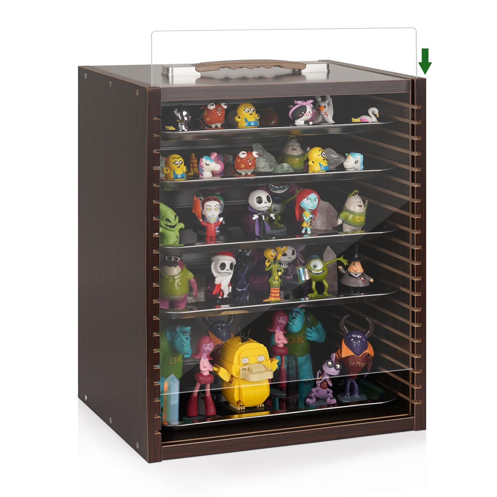 Trycooling Miniature Display Case Display Shelf for Collectibles Display Cases for Collectibles Miniatures Storage Case for Mini Action Figures Valuable Collectibles or Crystal Stone (M-Black)