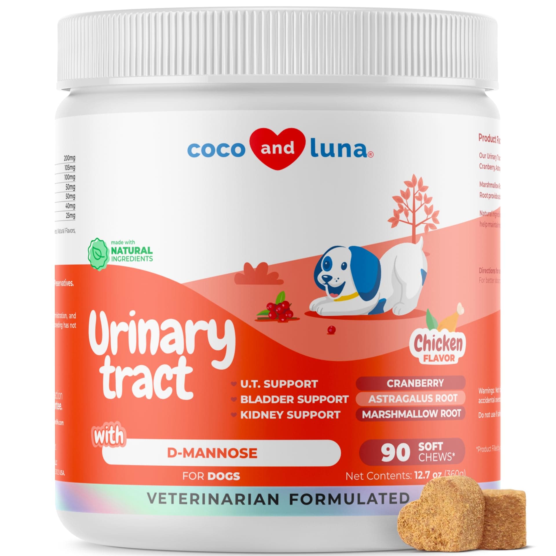 Cranberry for Dogs - 90 Soft Chews - Urinary Tract Support, Bladder Health, Dog UTI, Bladder Stones, Incontinence Support