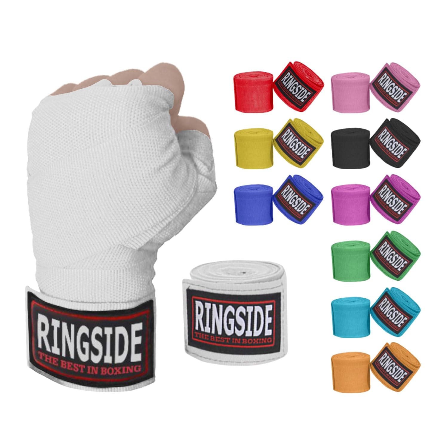Ringside Mexican Style Boxing Hand Wraps (Pairs) - 180" Semi-Elastic Cotton Blend Wrist Support with Thumb Loop for MMA, Muay Thai, Kickboxing, Heavy Bag Striking & Combat Sports Training