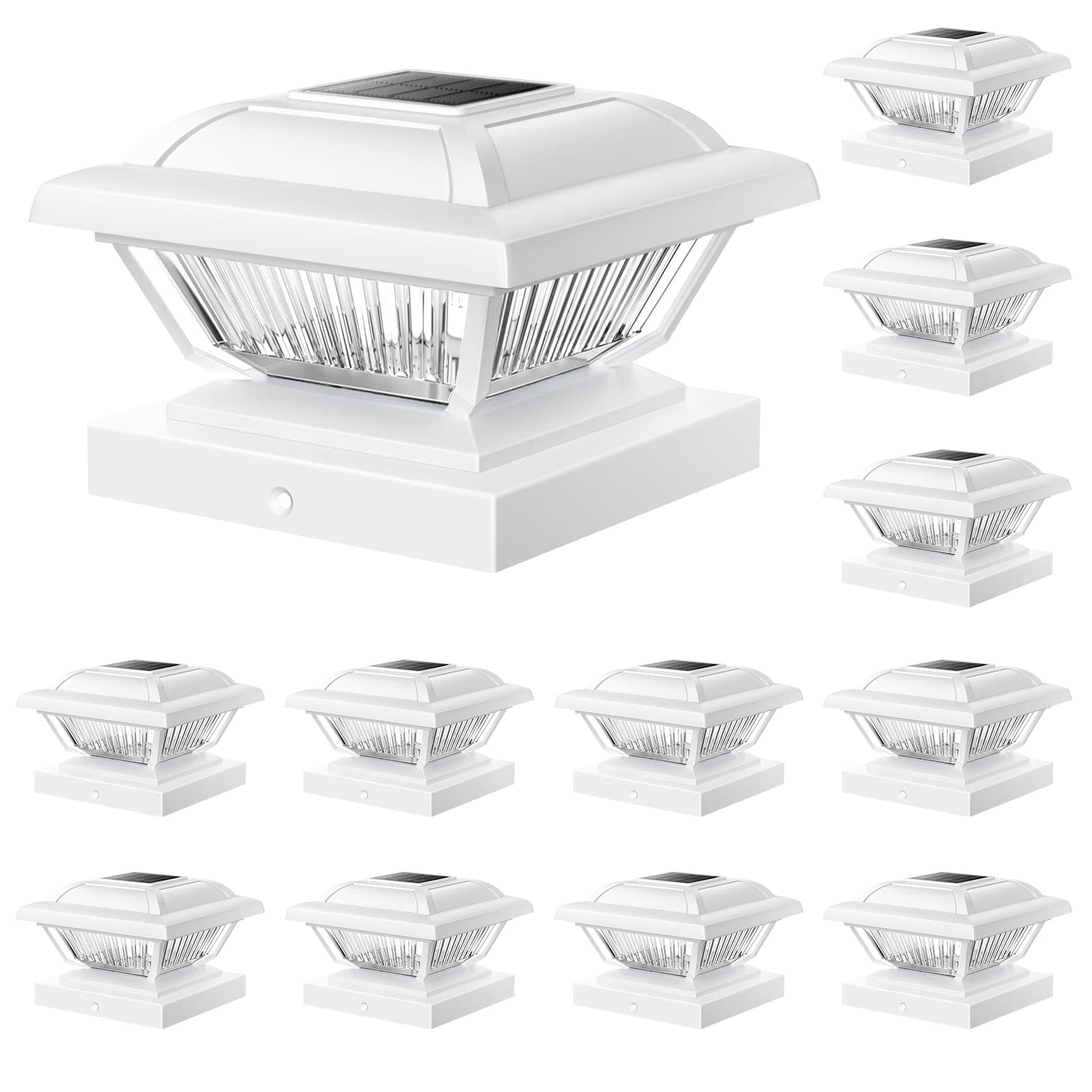 Solar Post Cap Lights 12 Pack, Warm White Solar Outdoor Post Lights, Waterproof Fence Post Lights Solar Powered Fit 3.5x3.5 4x4 4.5x4.5 5x5 5.5x5.5 Post for Garden Fence Deck Yard