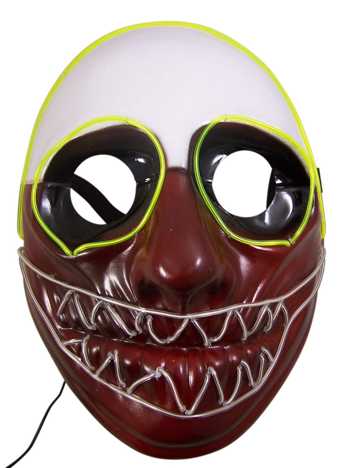 Gloworks White and Brown Face Mask with Blue Light Up Wire Teeth