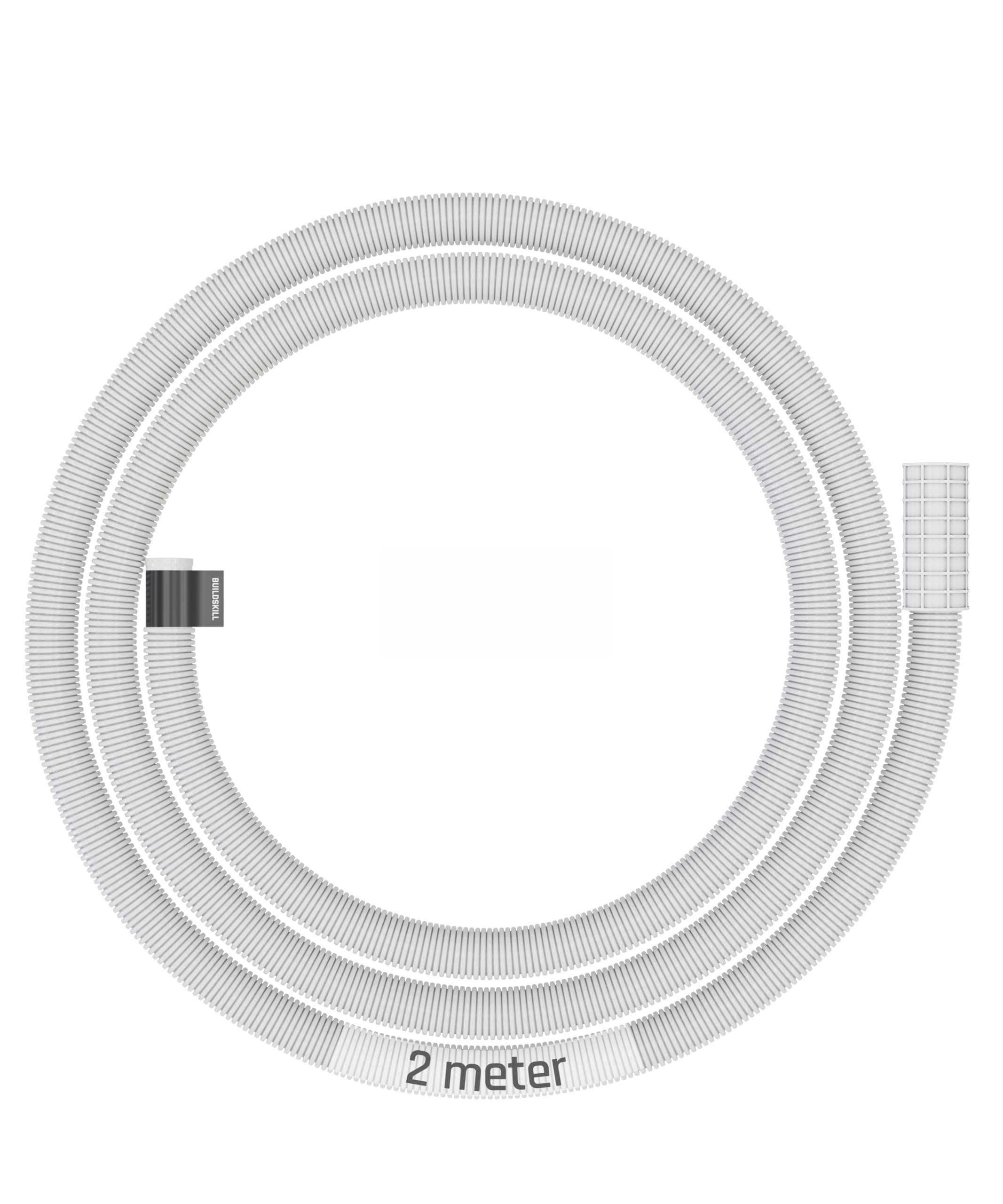 BUILDSKILL 2 Meter Semi-Automatic Washing Machine Pipe Inlet | Easy Install Soft PVC Material | 5-8Kg Washing Machine Water Inlet Pipe | Leak-Free Flexible Design Rubber Interface (Pack of 1-White)