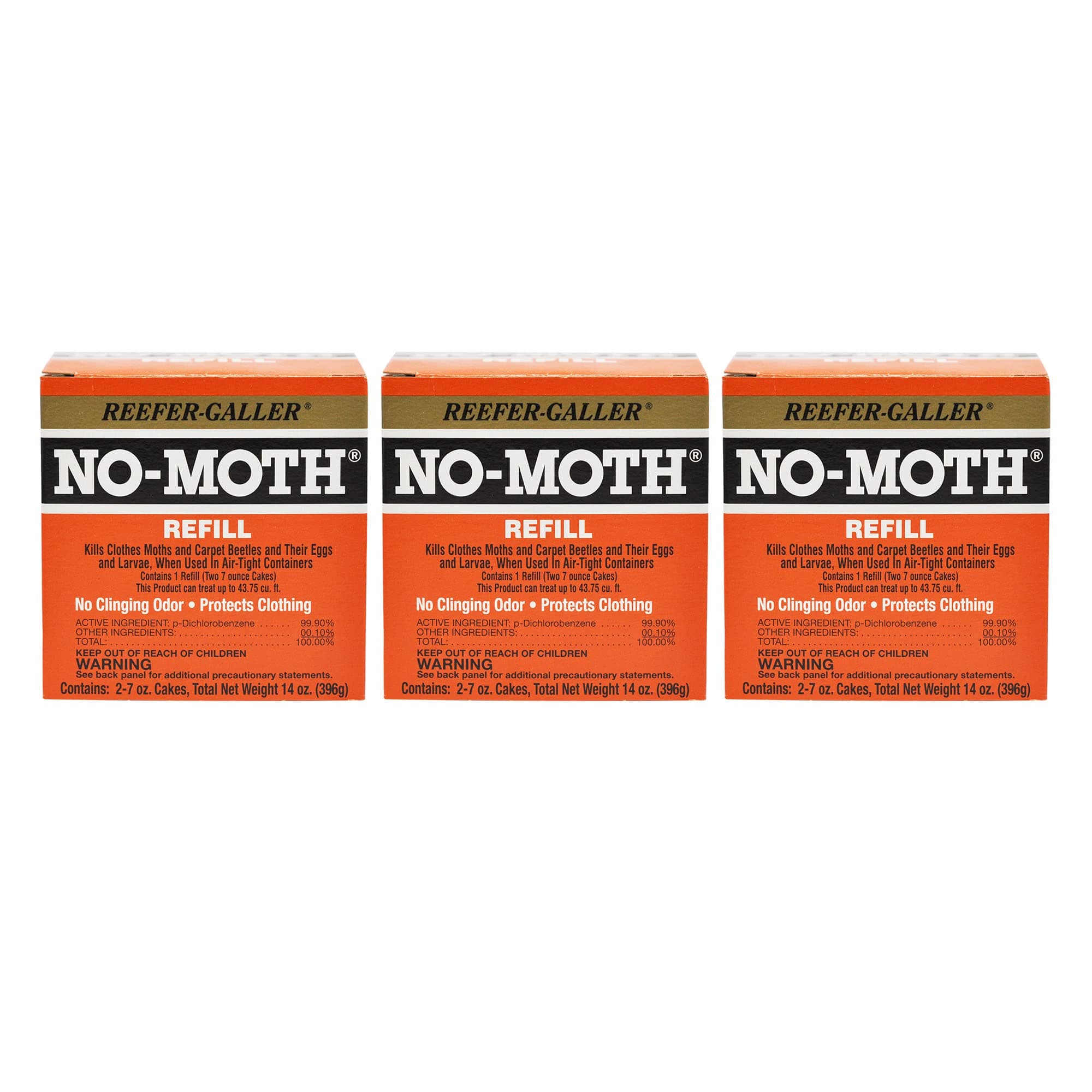 NO-Moth Closet Hanger Refills - Moth Cakes for Hanger Storage, Non-Odorous Moth Cakes for Closet, Kills Clothes Moths, Carpet Beetles, Eggs & Larvae (2 Moth Cakes, Pack of 3)