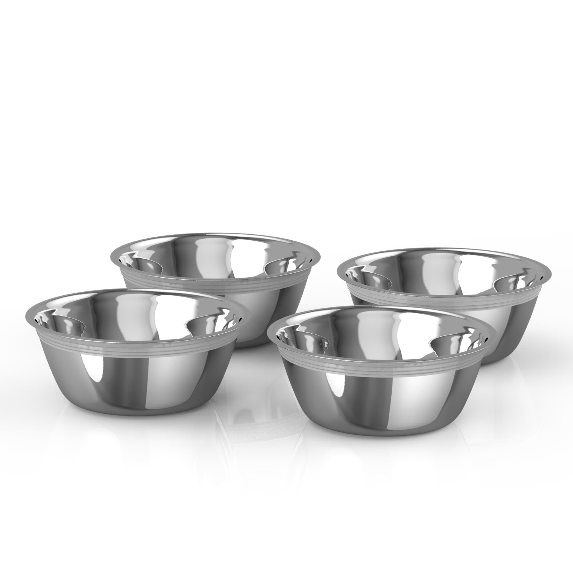 Pawfect Pets Elevated Pet Feeder Replacement Bowl Set for 7" & 12" Tall Feeders, Set Includes 3 x 48oz and 1 x 32oz Stainless Steel Bowls, 7.5" Diameter