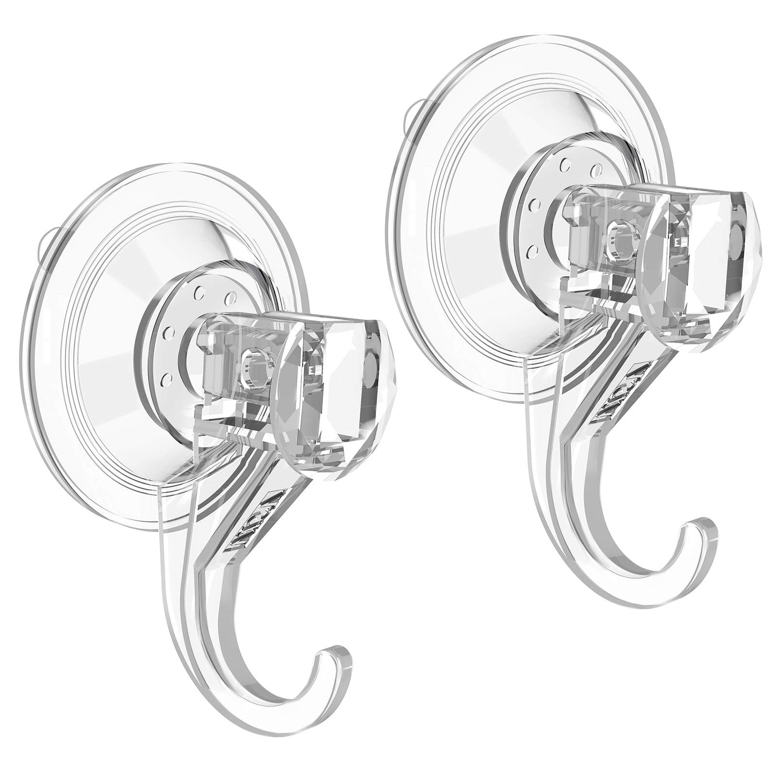 Suction Cup Hooks, Small Shower Suction Hooks, Heavy Duty, Removable and Reusable, Clear, 2 Pcs