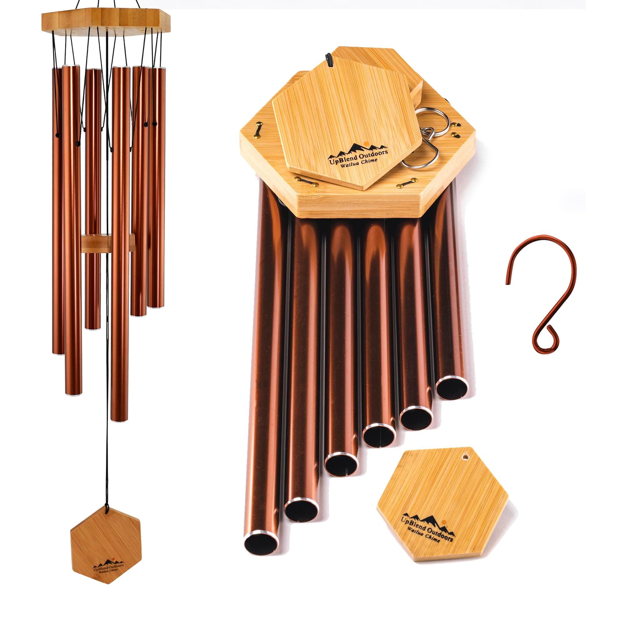 UpBlend Outdoors Wind Chimes for Outside - 29" Copper-Red Wind Chime Outdoor, Zen Garden Chimes for Outdoors, Tin Windchime, Decor Windchimes for Mom, Grandma, Gifts for Her