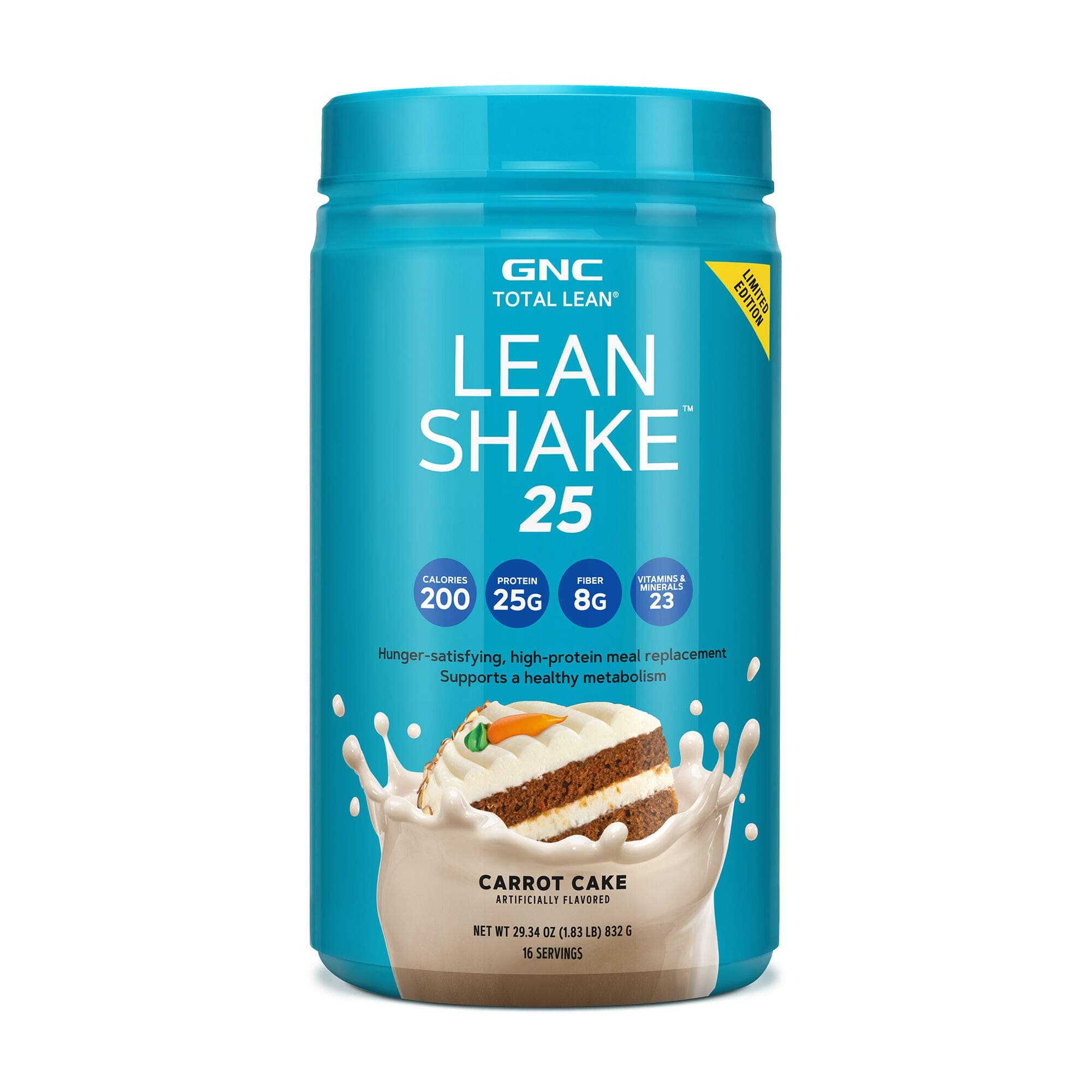 GNC Total Lean Lean Shake 25 Protein Powder - Carrot Cake, 16 Servings, High-Protein Meal Replacement Shake