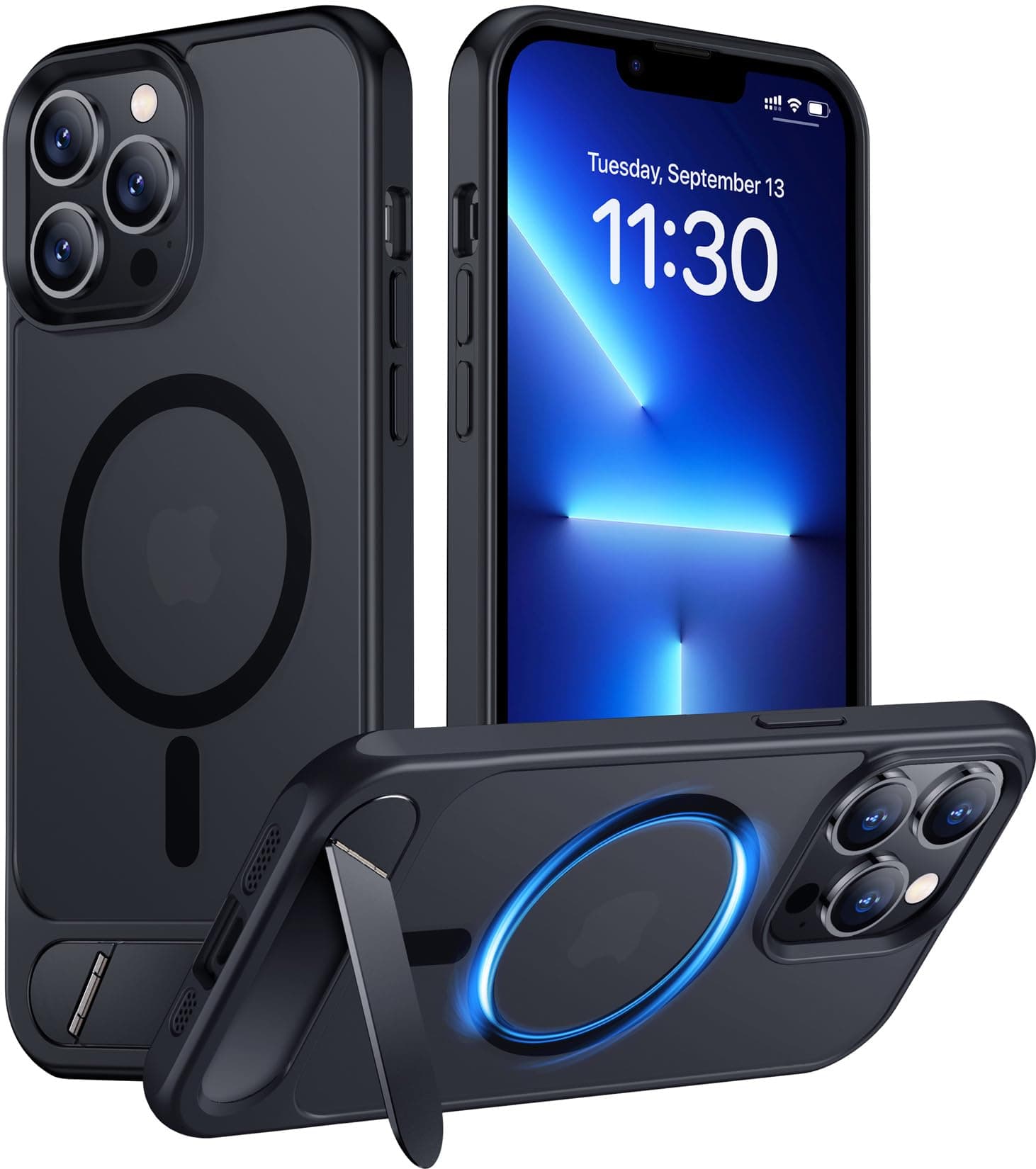 Magnetic Compatible with iPhone 13 Pro Max Case, [Built-in Invisible Kickstand][Compatible with MagSafe] [Military Grade Shockproof] Slim Translucent Matte Phone Case for iPhone 13 Pro Max 6.7"